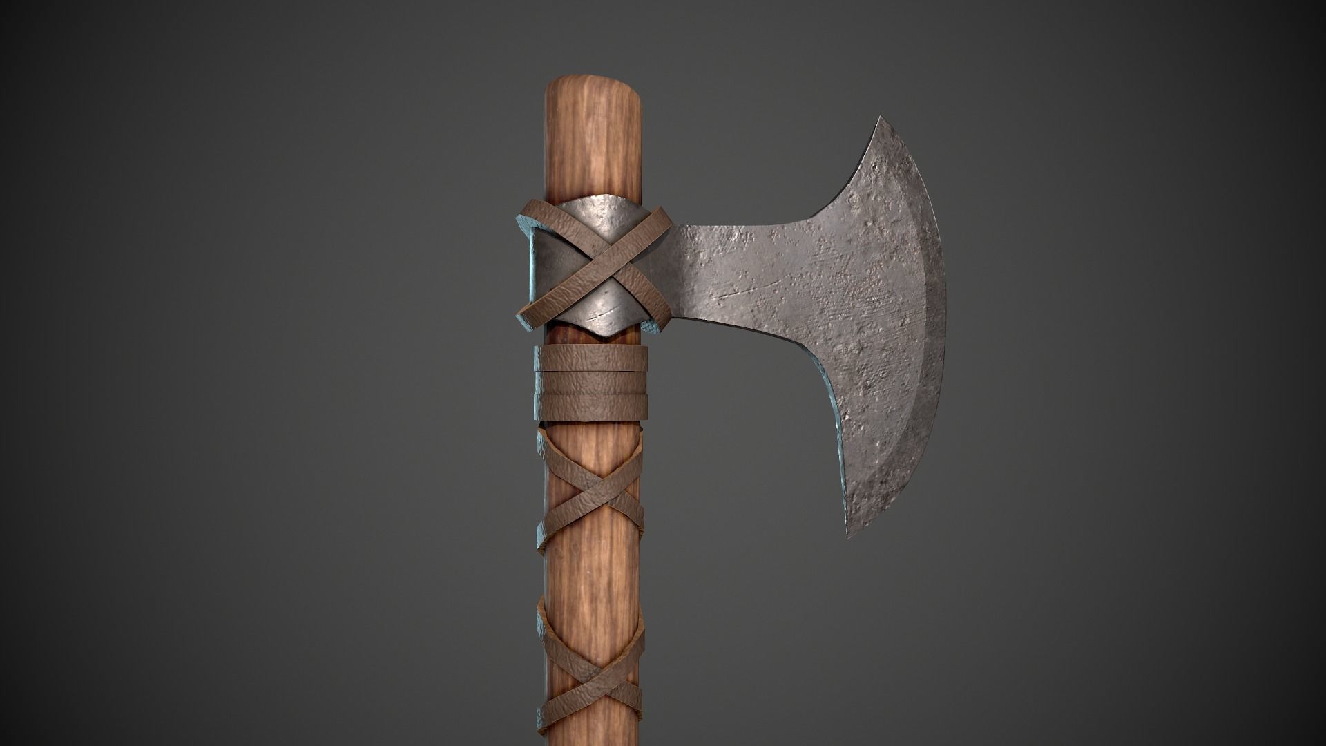 Battleaxe axe Low-poly 3D model_4