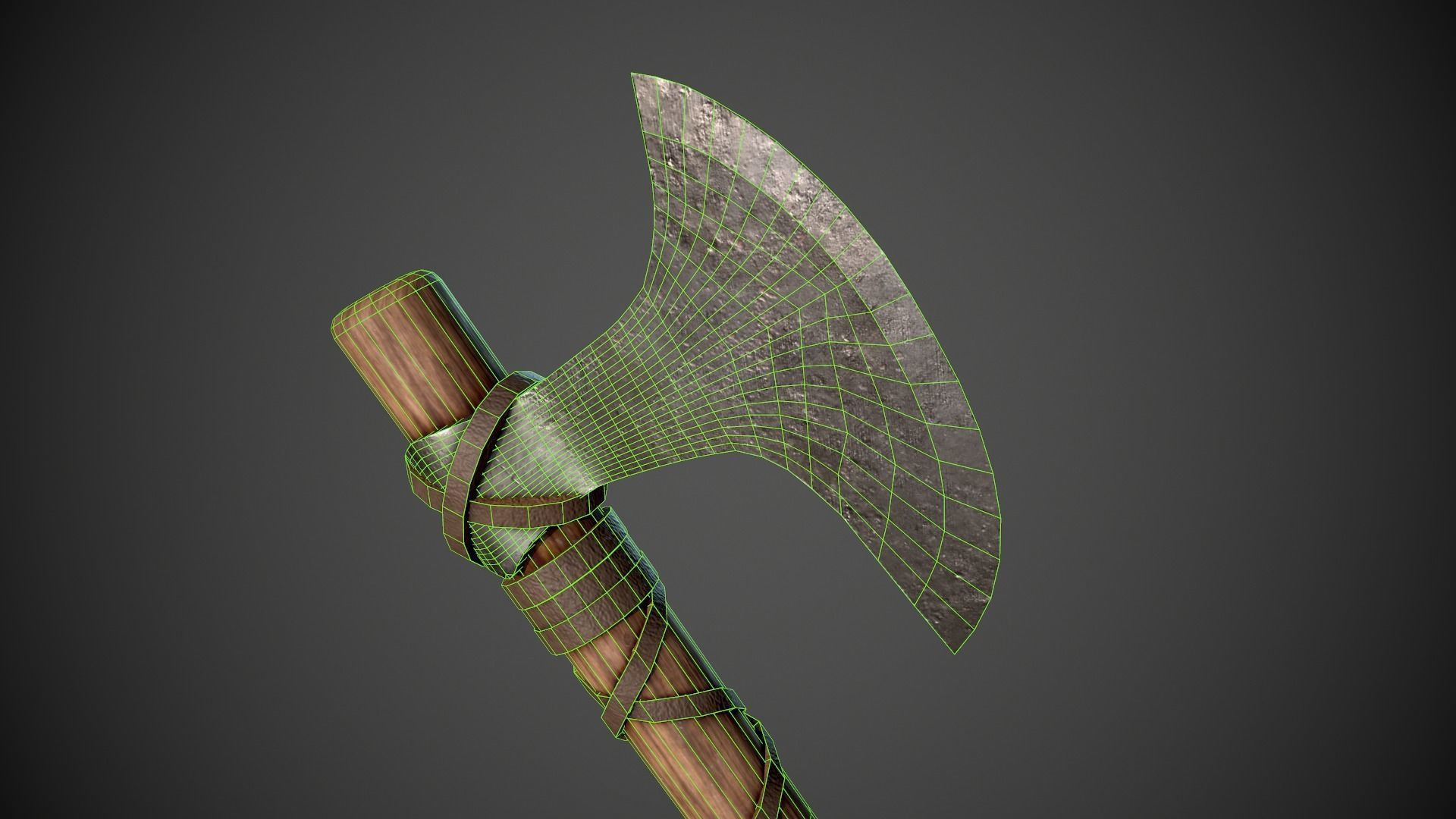 Battleaxe axe Low-poly 3D model_9