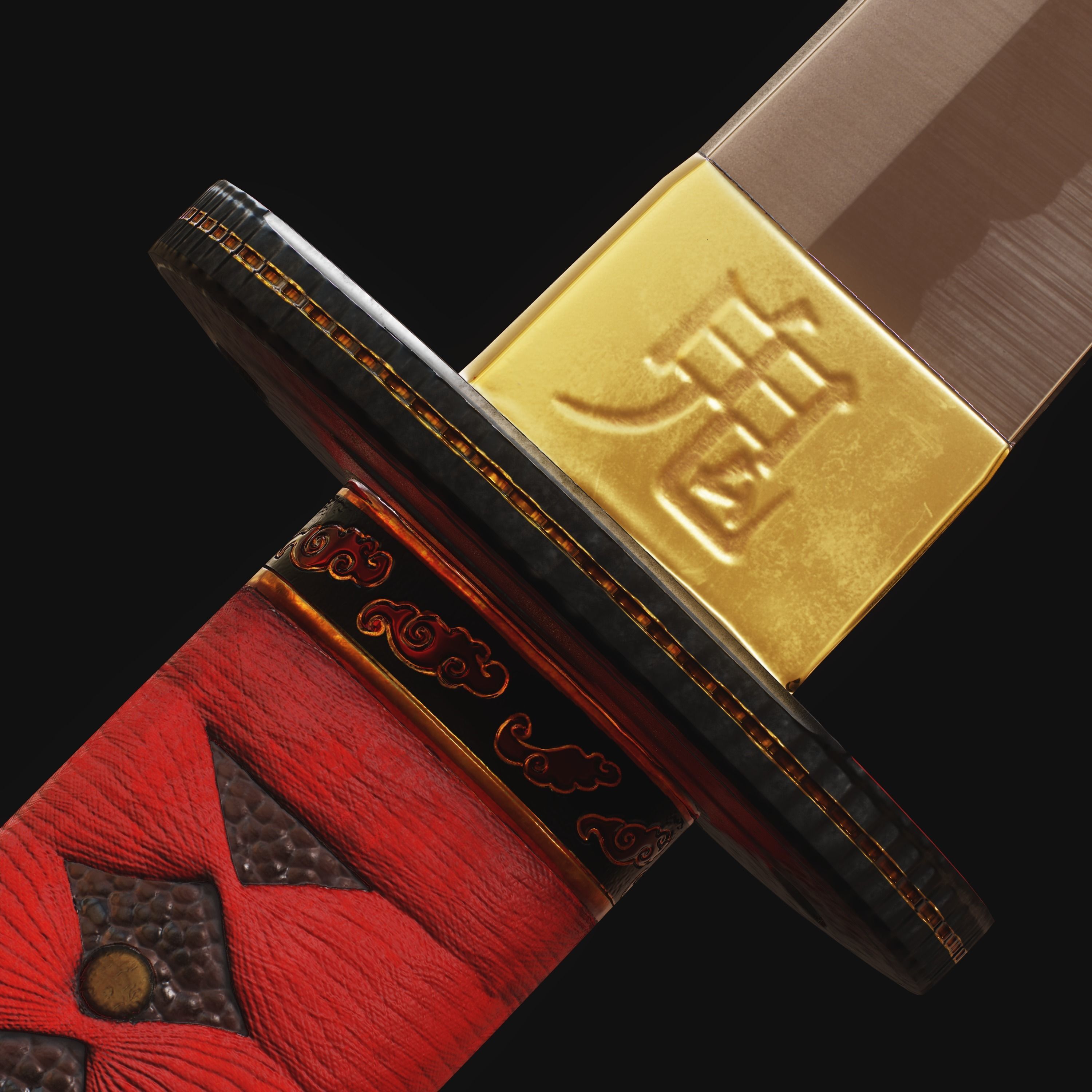 Oni Katana - Realtime 3D model PBR Game Ready Low-poly 3D model_8