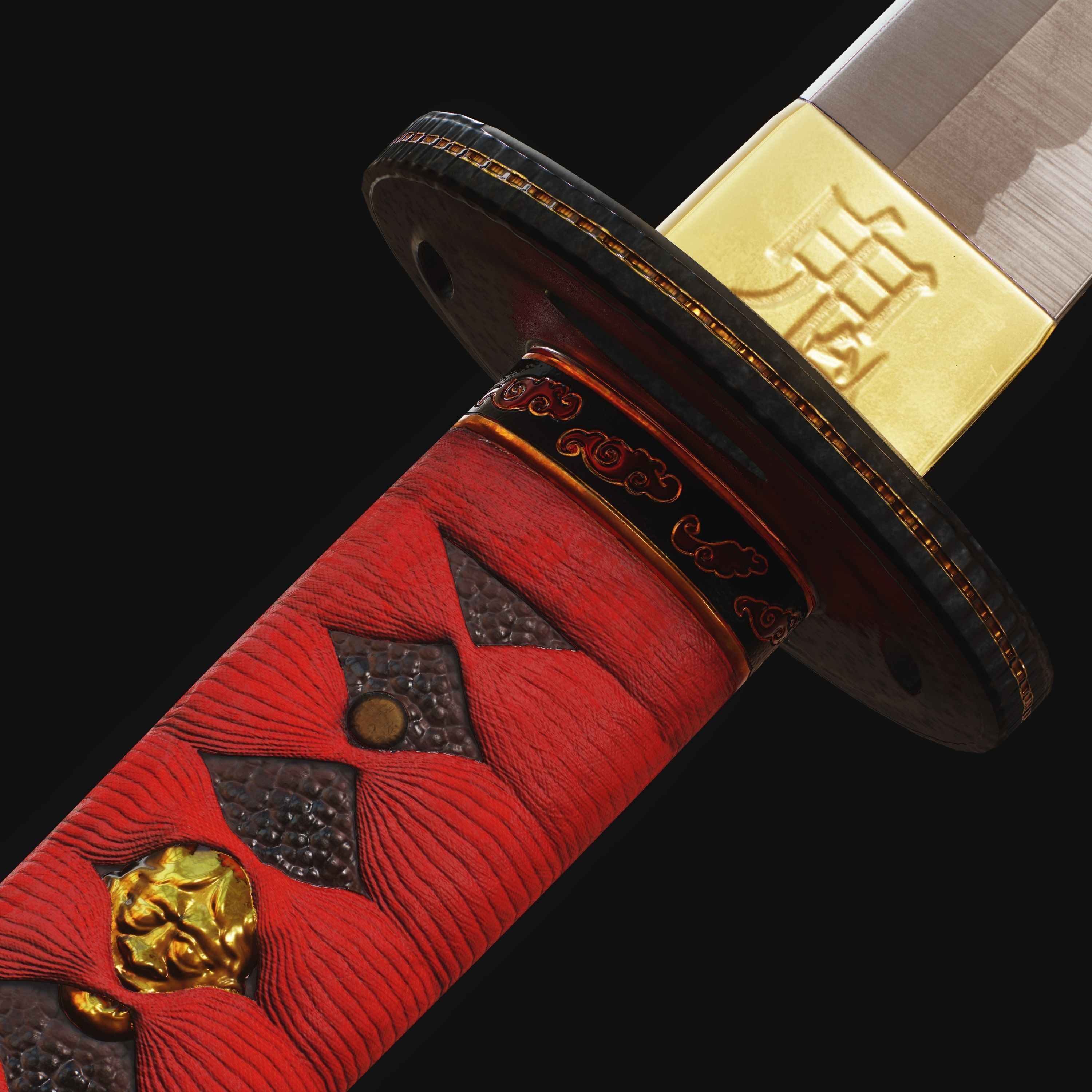 Oni Katana - Realtime 3D model PBR Game Ready Low-poly 3D model_7