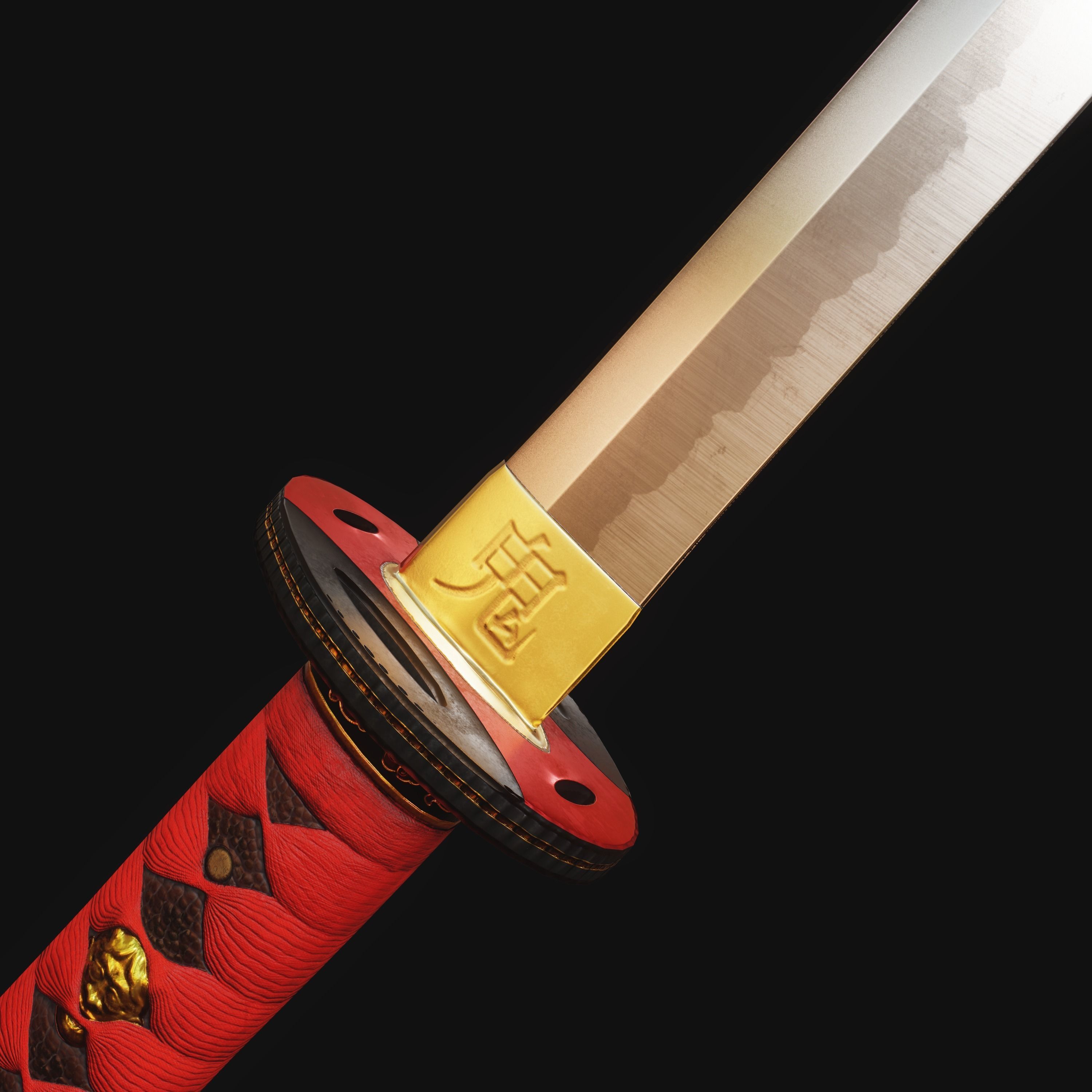 Oni Katana - Realtime 3D model PBR Game Ready Low-poly 3D model_2
