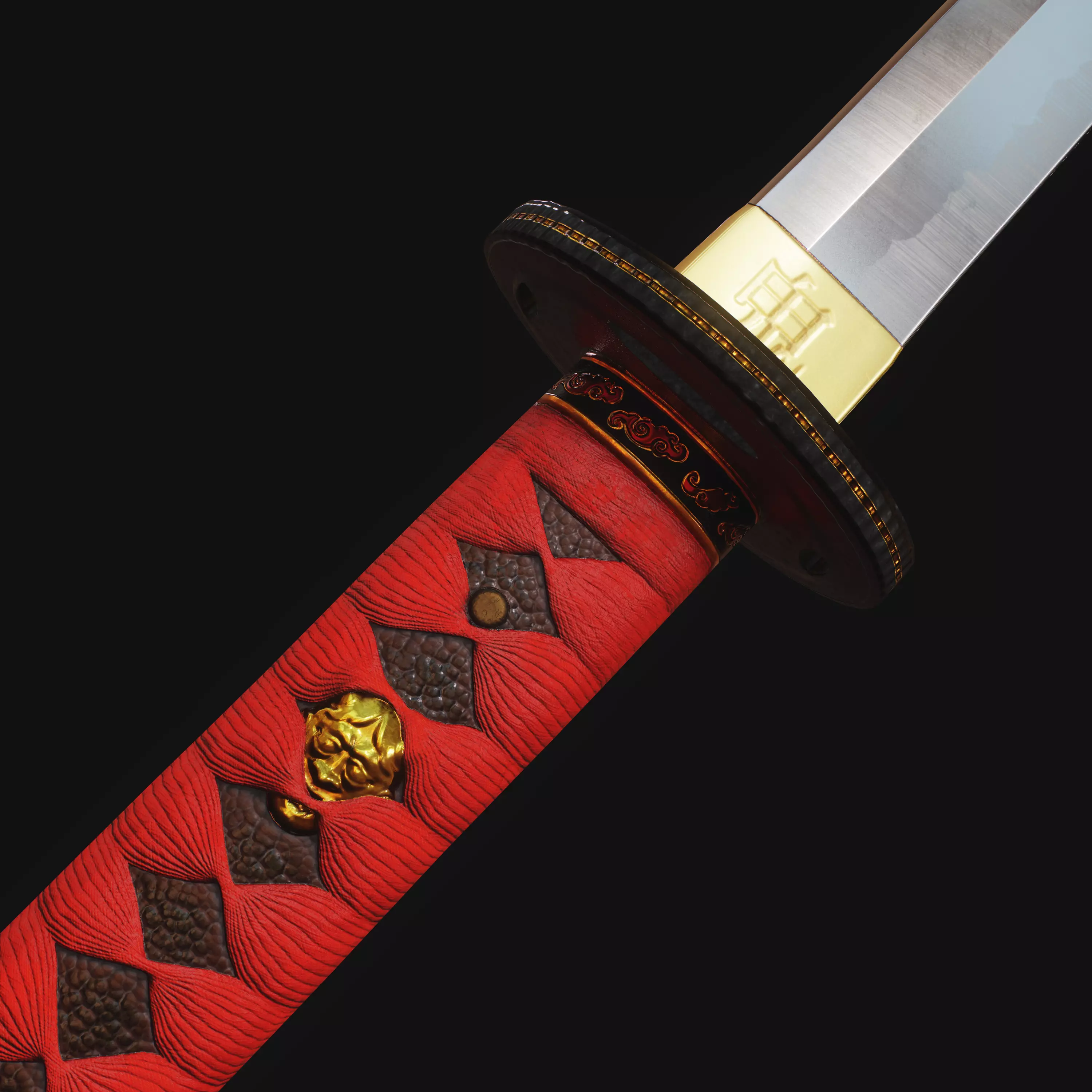 Oni Katana - Realtime 3D model PBR Game Ready Low-poly 3D model_0