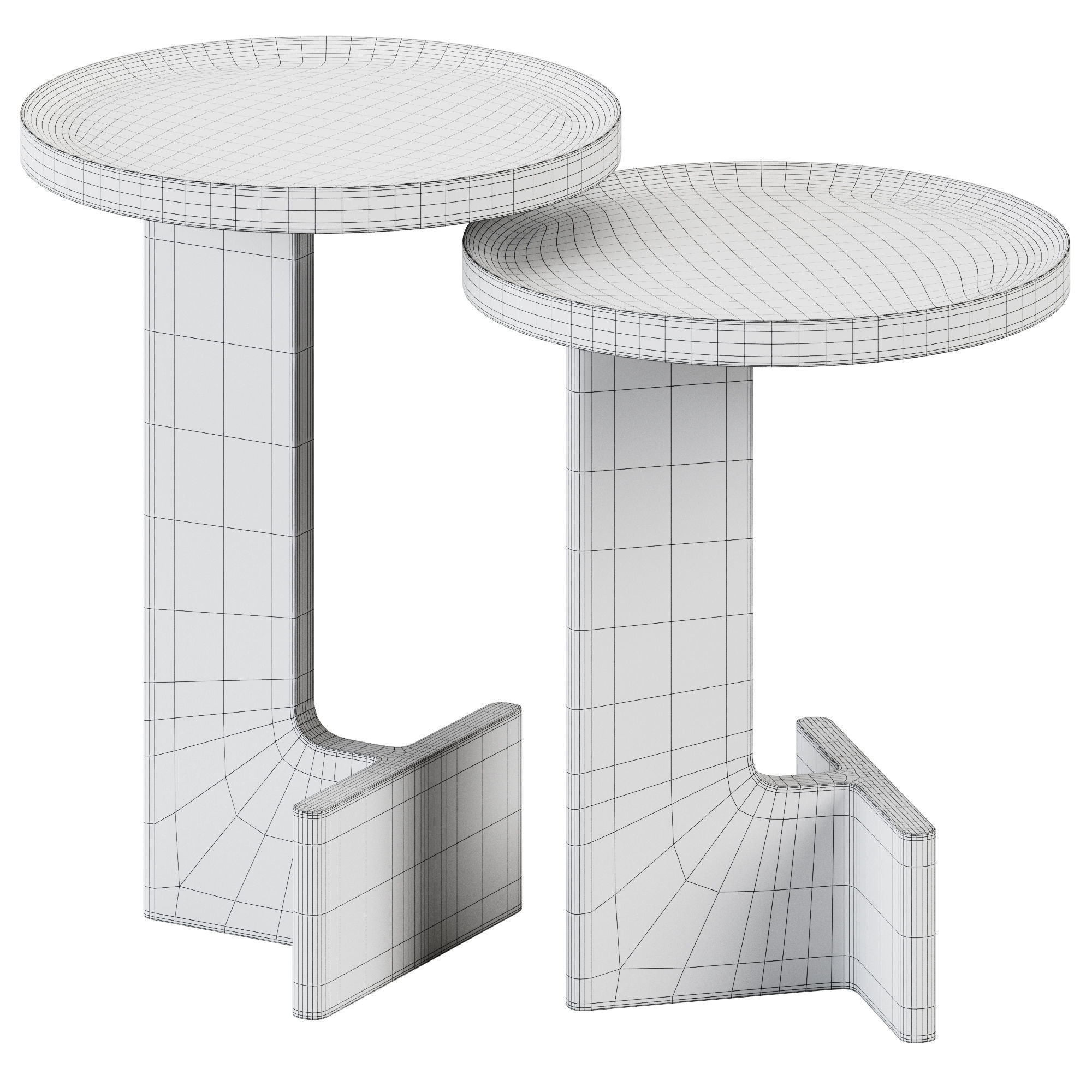 Wooden Beam Side Tables by Ariake 3D model_1