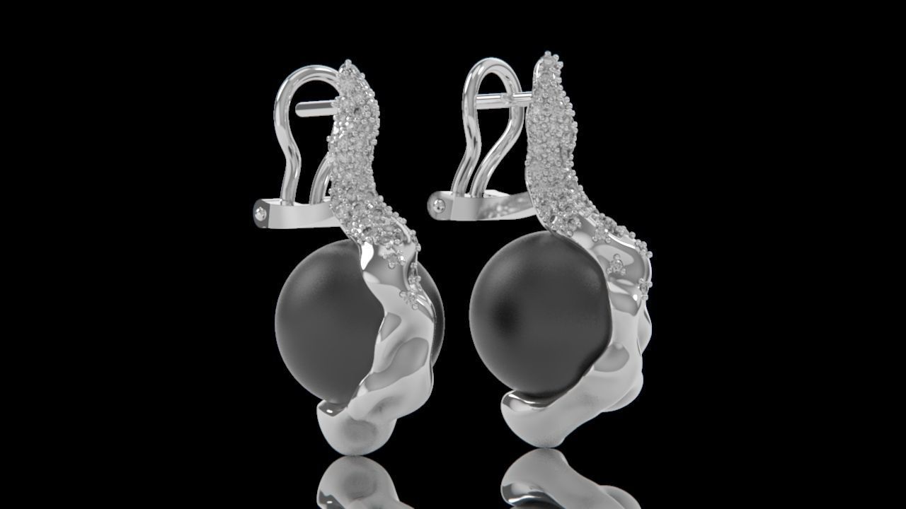 sea earrings with pearls and stones 3D print model_16