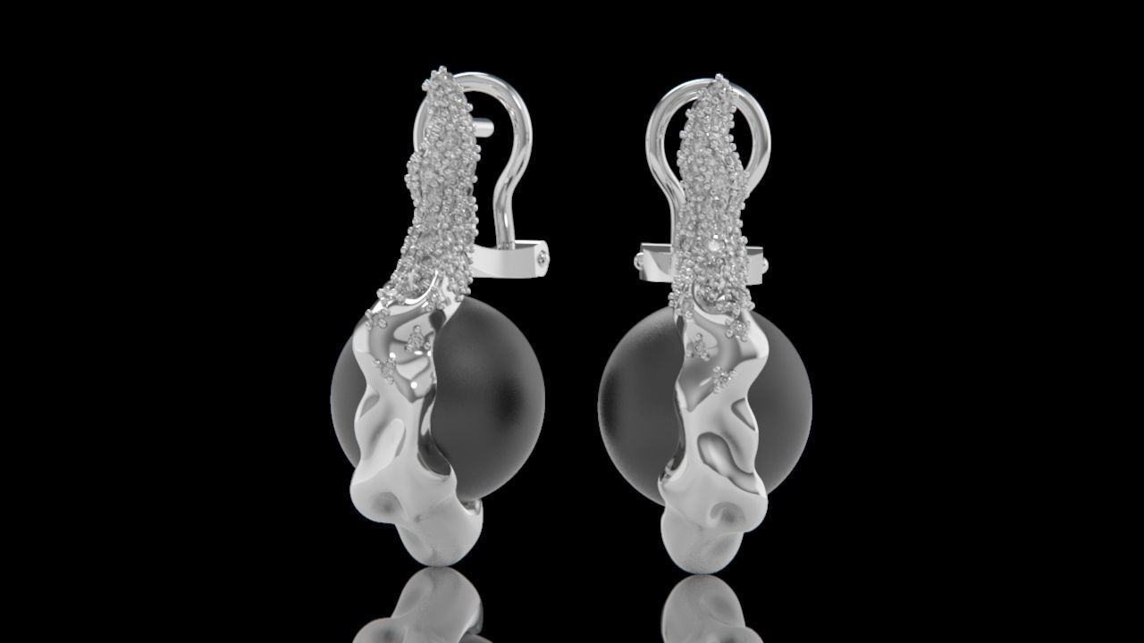 sea earrings with pearls and stones 3D print model_13
