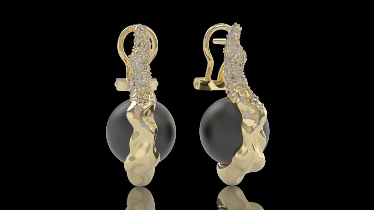 sea earrings with pearls and stones 3D print model_22