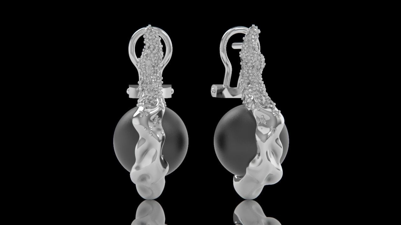 sea earrings with pearls and stones 3D print model_17
