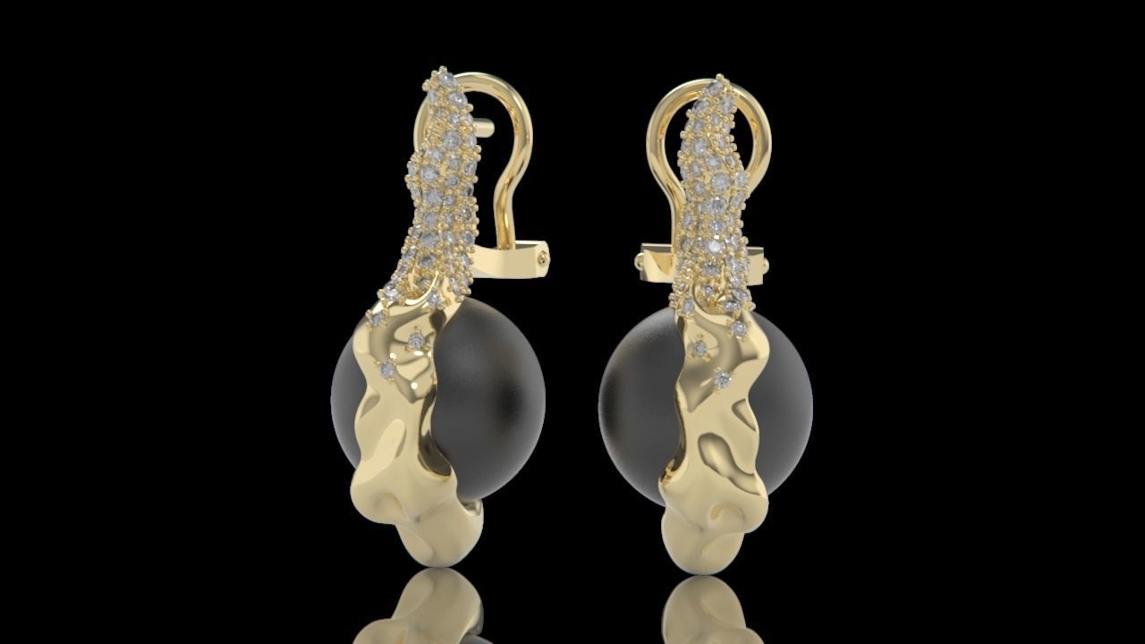 sea earrings with pearls and stones 3D print model_18