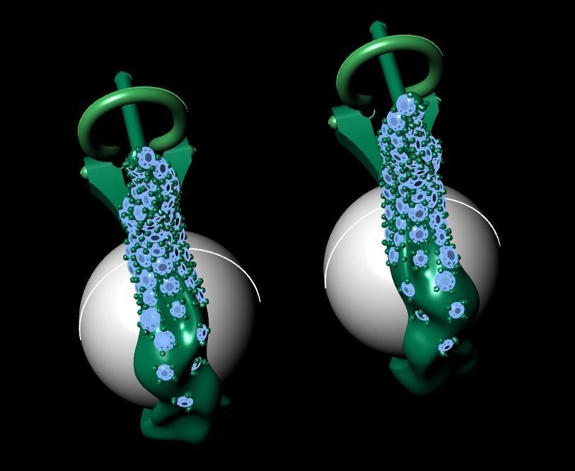 sea earrings with pearls and stones 3D print model_32