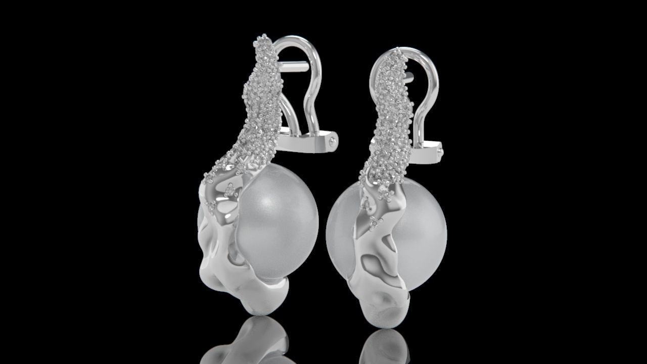 sea earrings with pearls and stones 3D print model_15