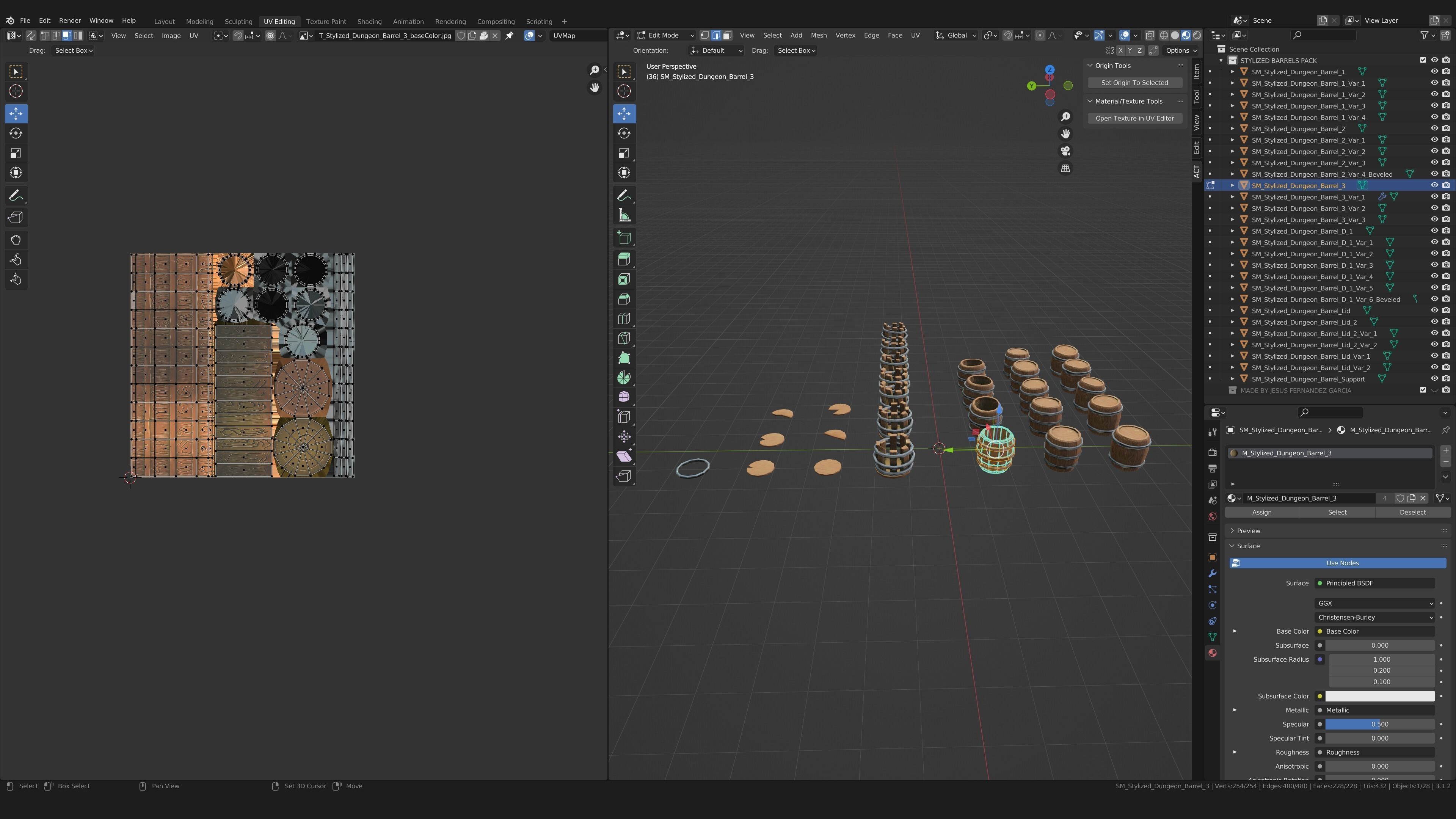 Stylized PBR Barrels Pack Low-poly 3D model_9