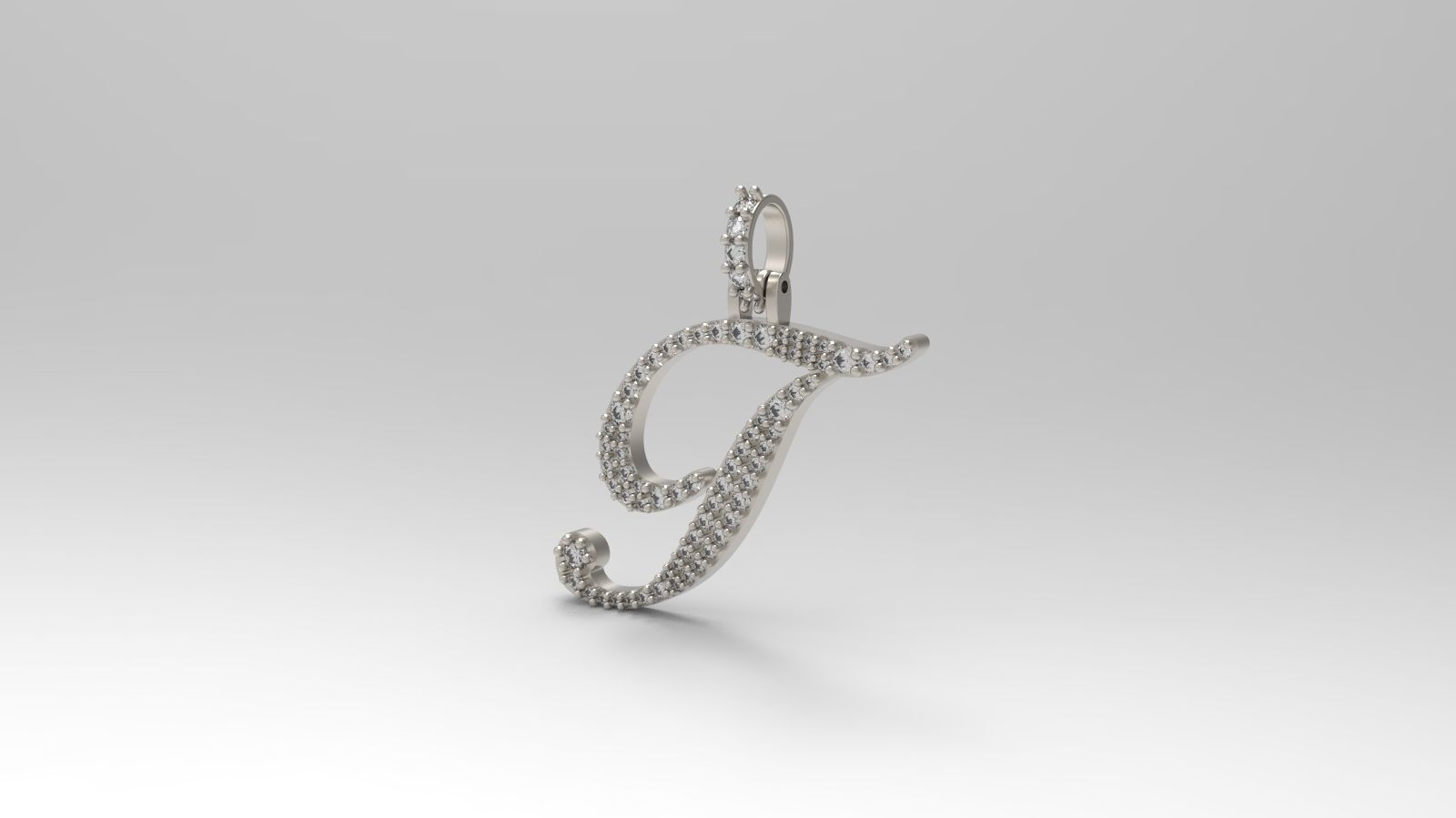 Initial Letter T Necklace Pendant Alphabet Pendant  3D print model_8