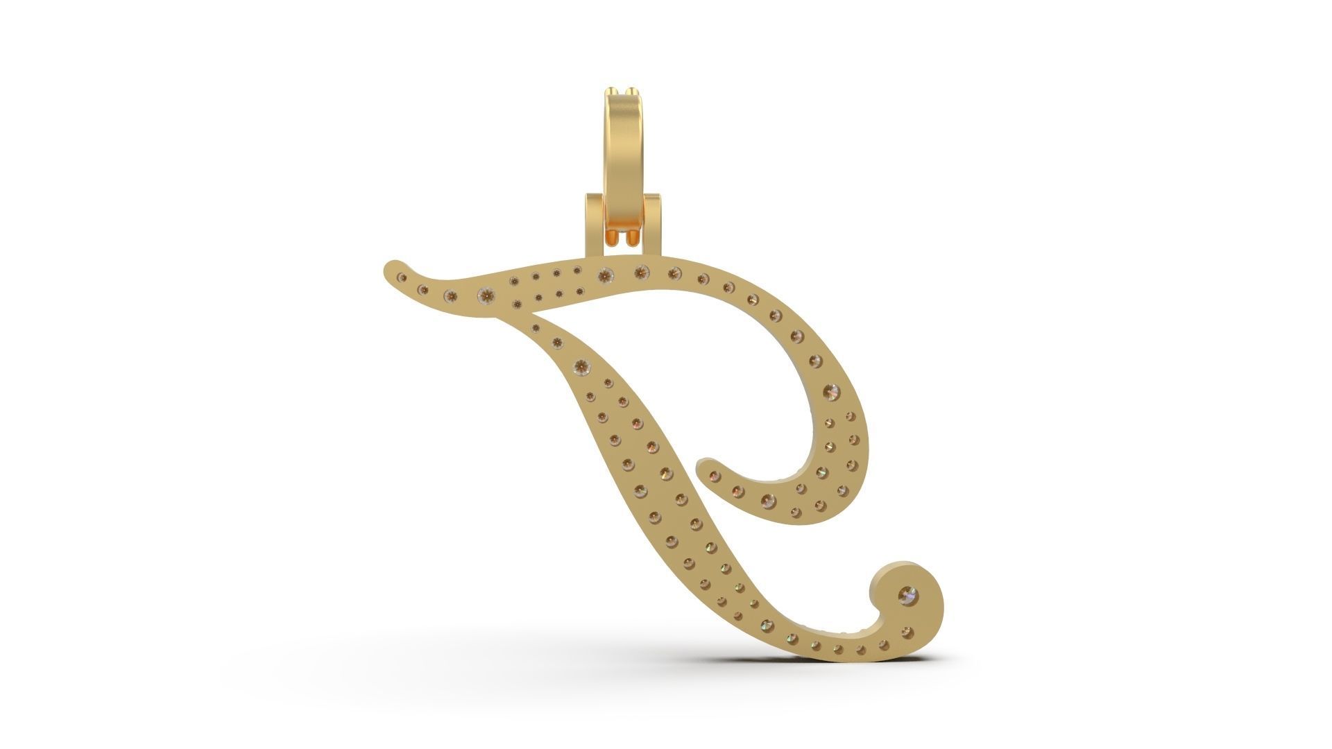 Initial Letter T Necklace Pendant Alphabet Pendant  3D print model_12