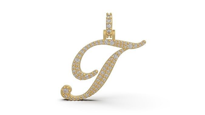 Initial Letter T Necklace Pendant Alphabet Pendant  3D print model