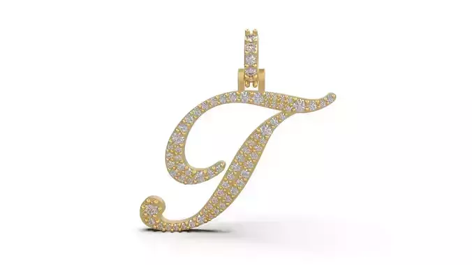 Initial Letter T Necklace Pendant Alphabet Pendant  3D print model