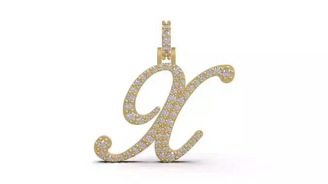 Initial Letter X Necklace Pendant Alphabet Pendant  3D print model