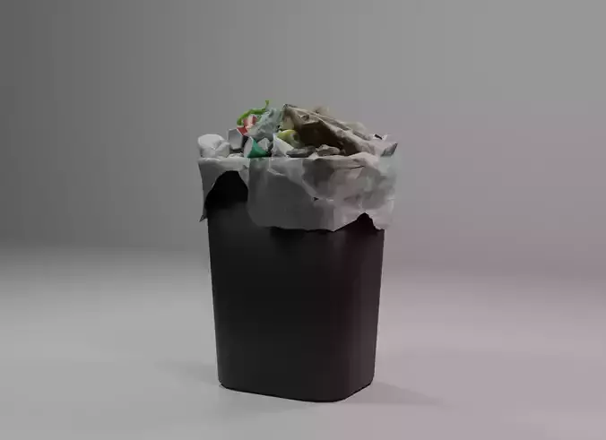Trash can  Low-poly 3D model