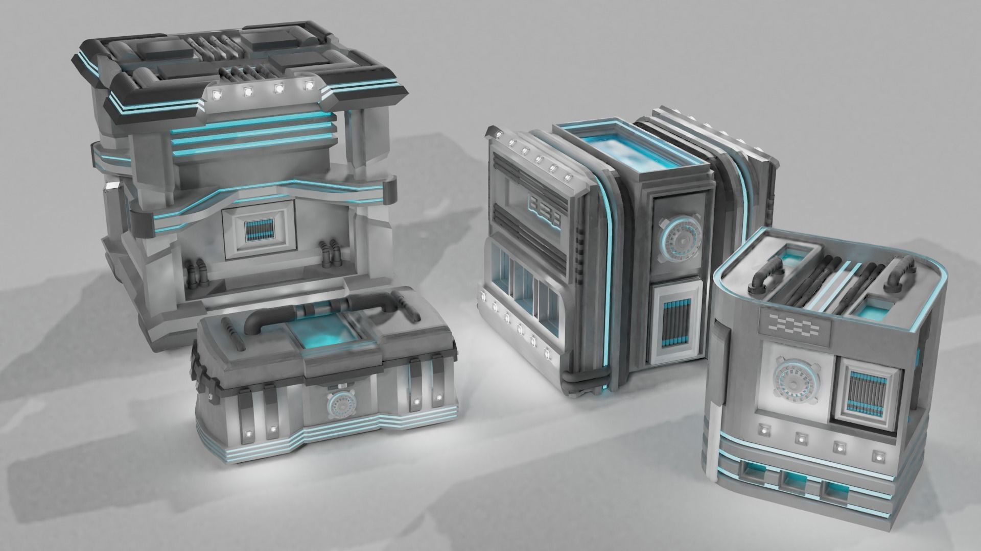 Futuristic Crate Set 3D model_2