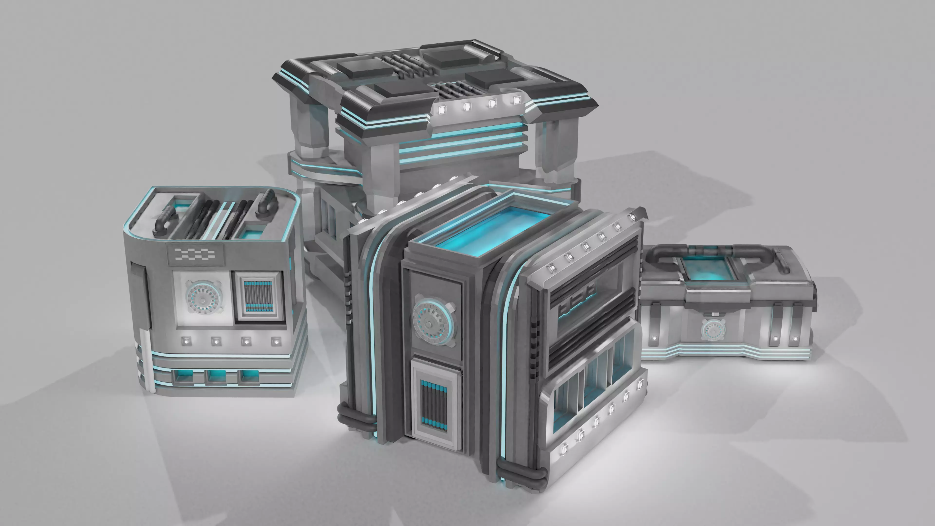 Futuristic Crate Set 3D model_0