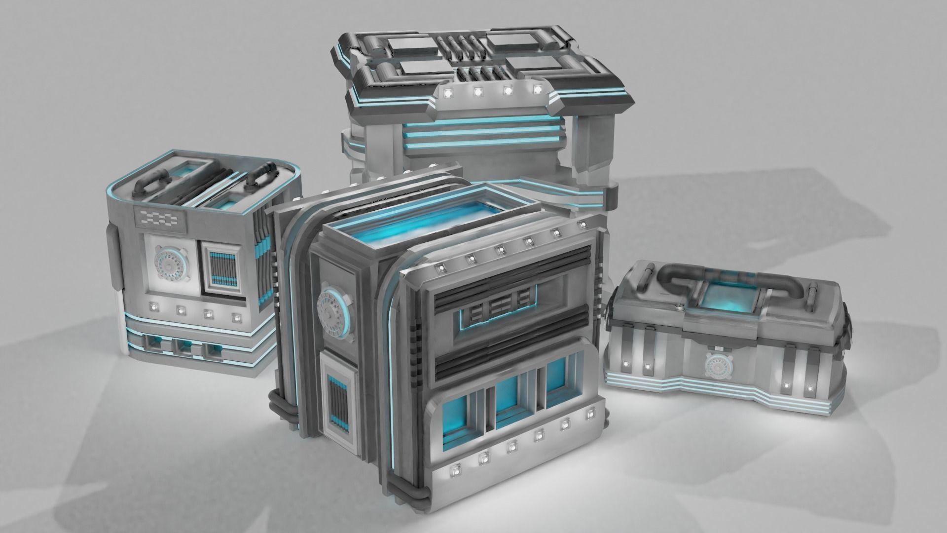 Futuristic Crate Set 3D model_1