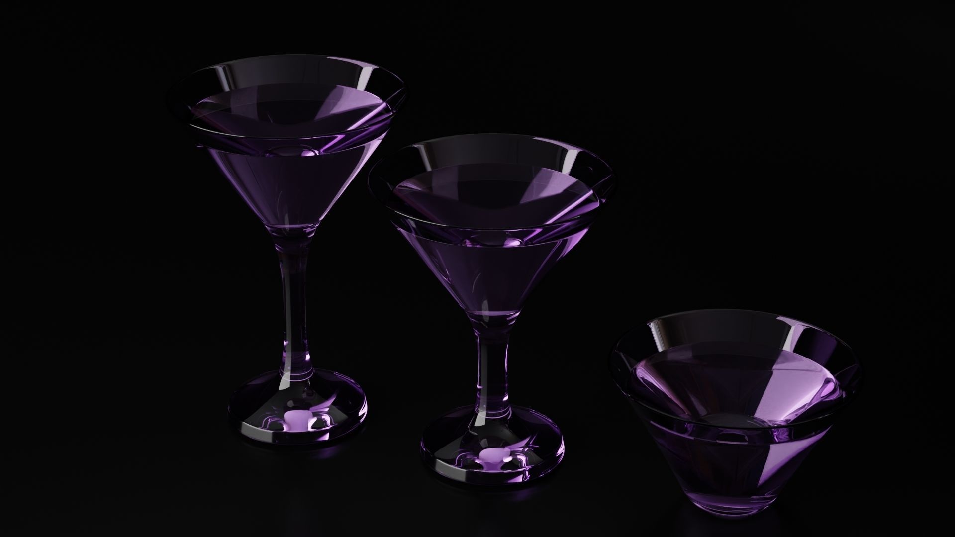 Martini glasses set aka cocktail glasses set 3D Model Collection_7
