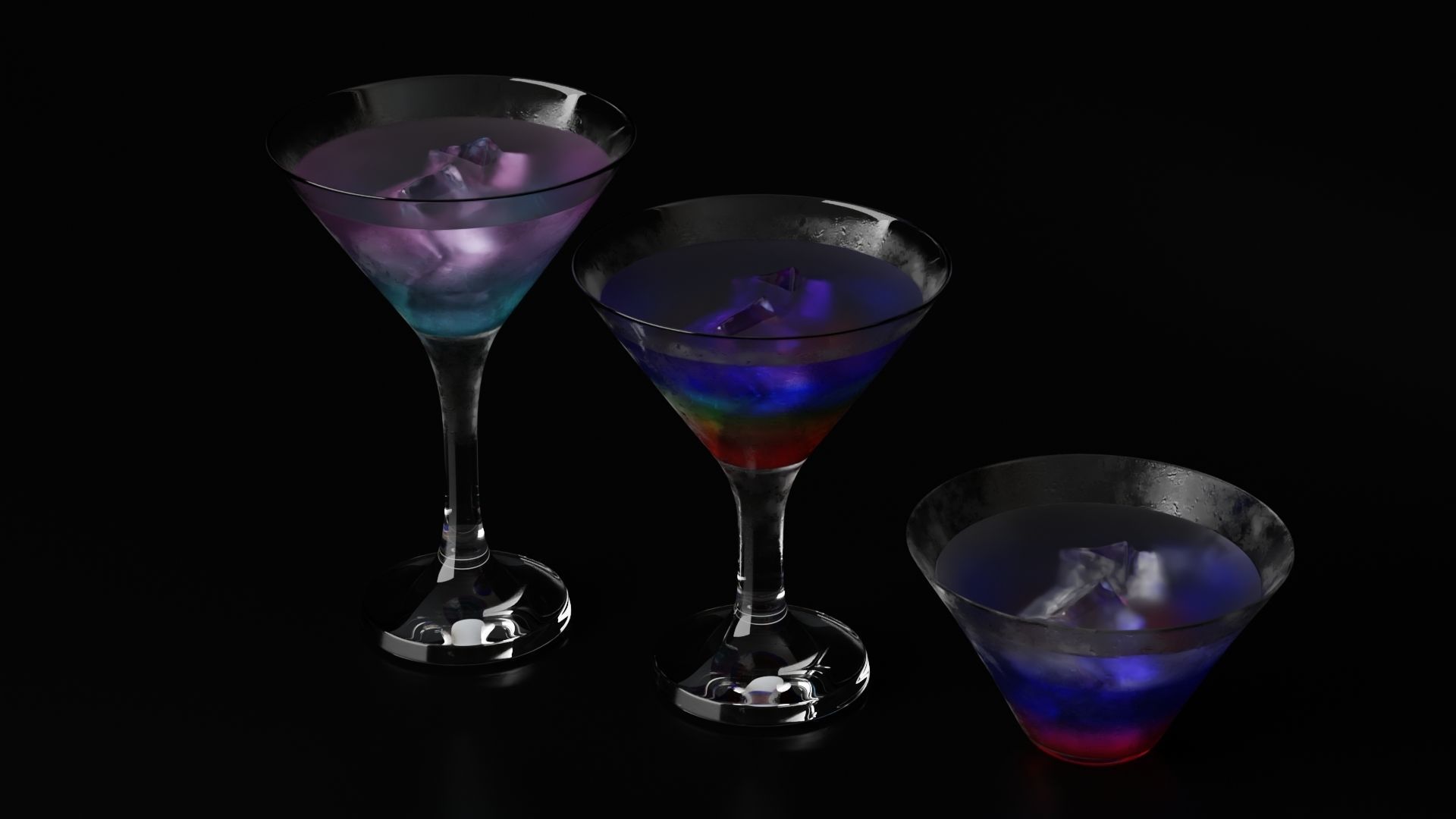 Martini glasses set aka cocktail glasses set 3D Model Collection_10