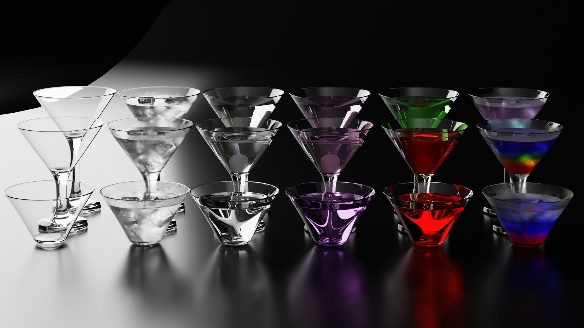 Martini glasses set aka cocktail glasses set 3D Model Collection_3