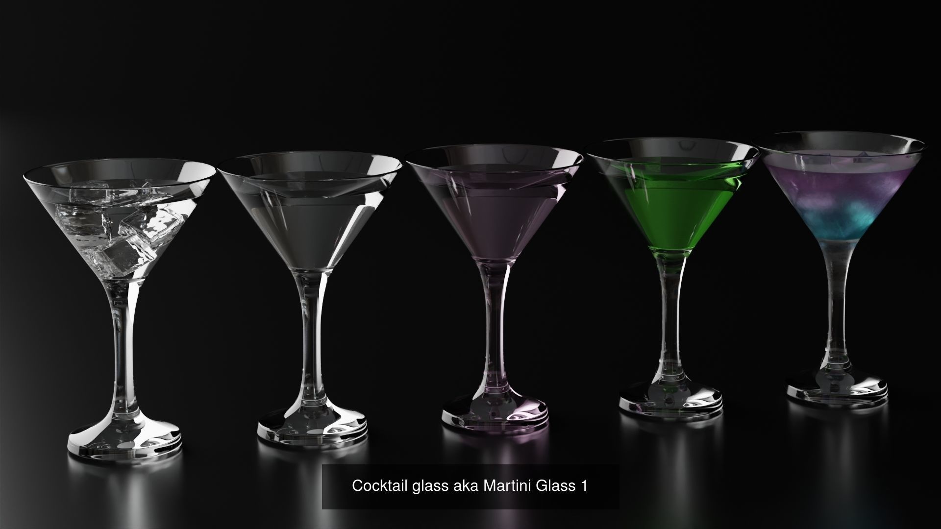 Martini glasses set aka cocktail glasses set 3D Model Collection_4