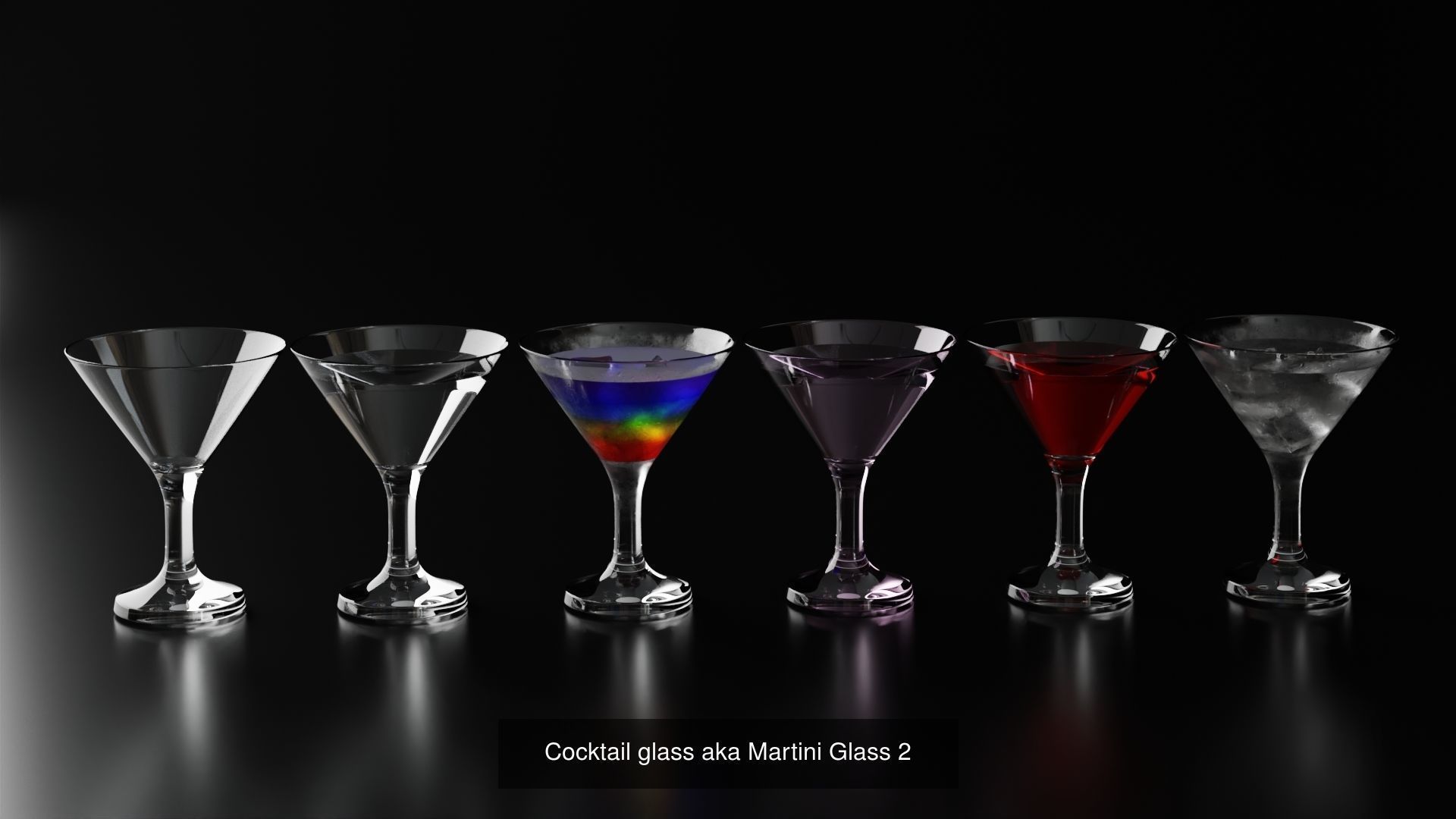Martini glasses set aka cocktail glasses set 3D Model Collection_5