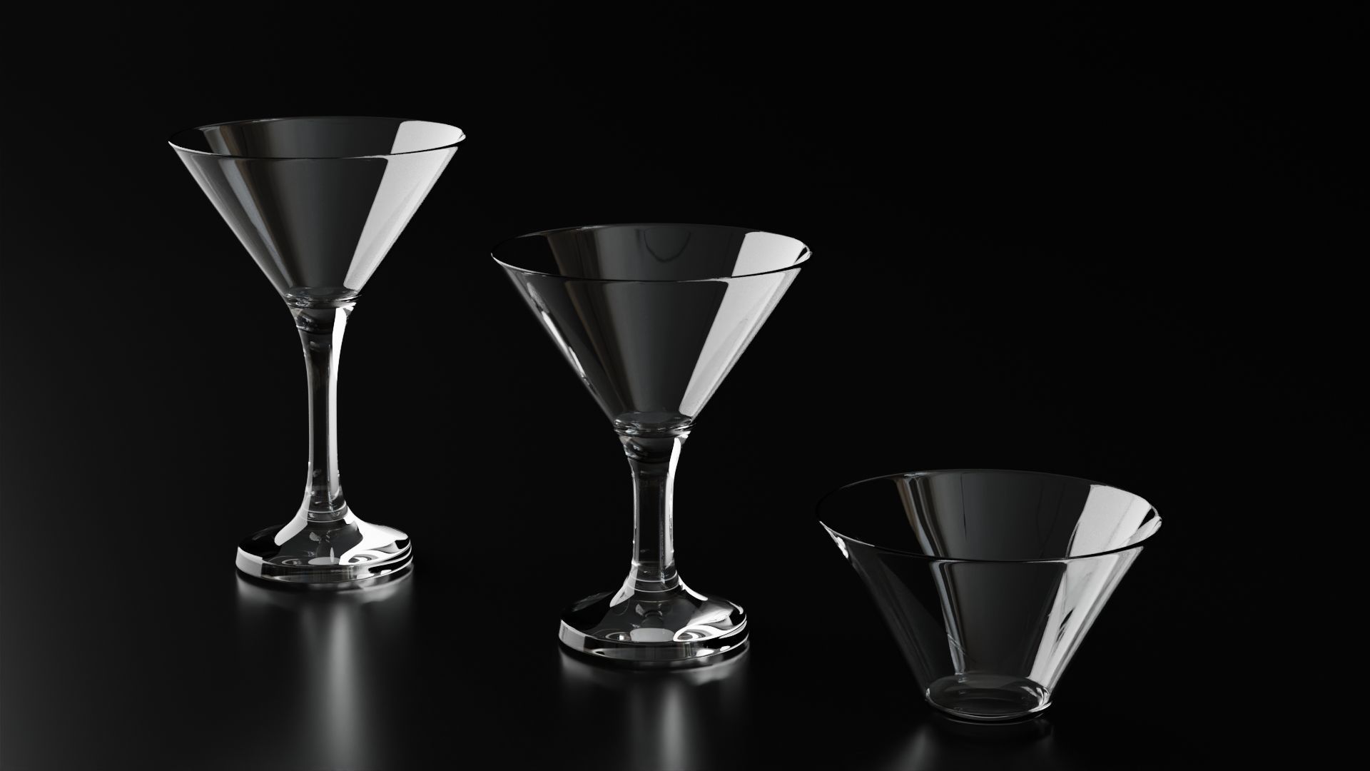Martini glasses set aka cocktail glasses set 3D Model Collection_9