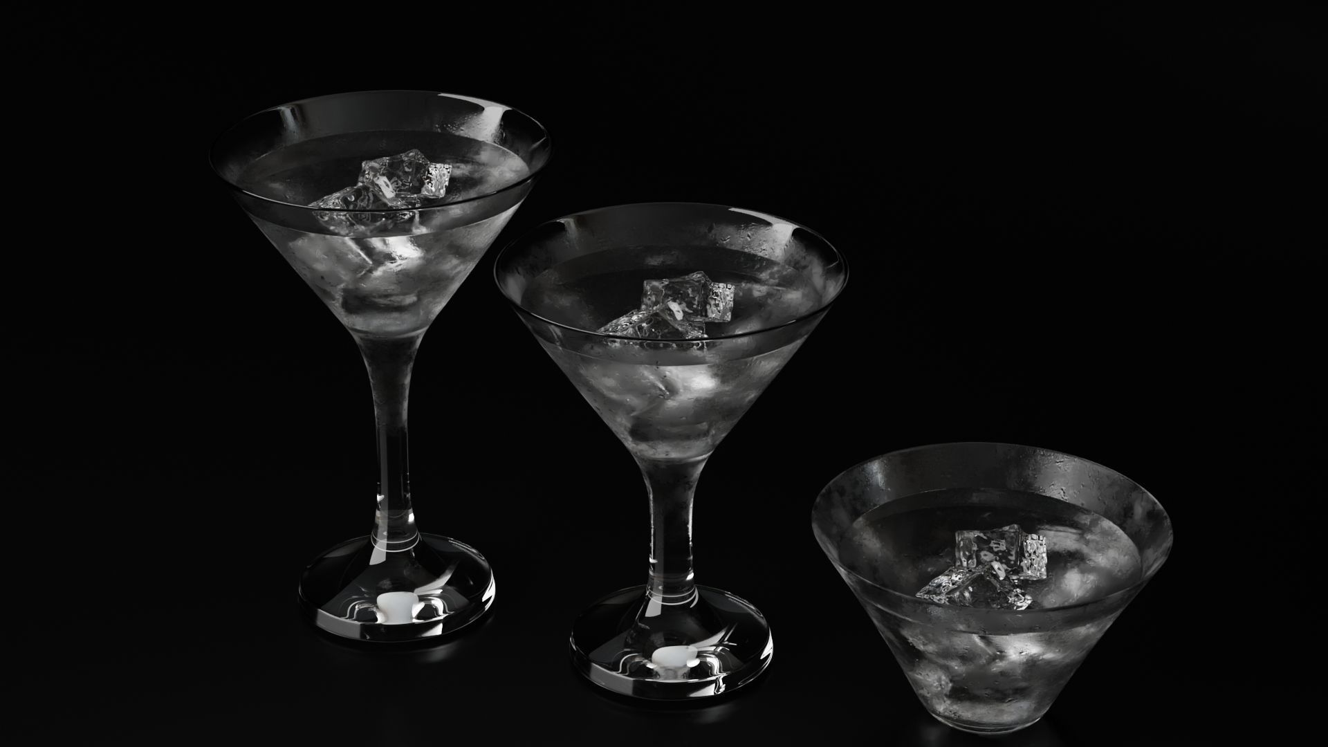 Martini glasses set aka cocktail glasses set 3D Model Collection_8