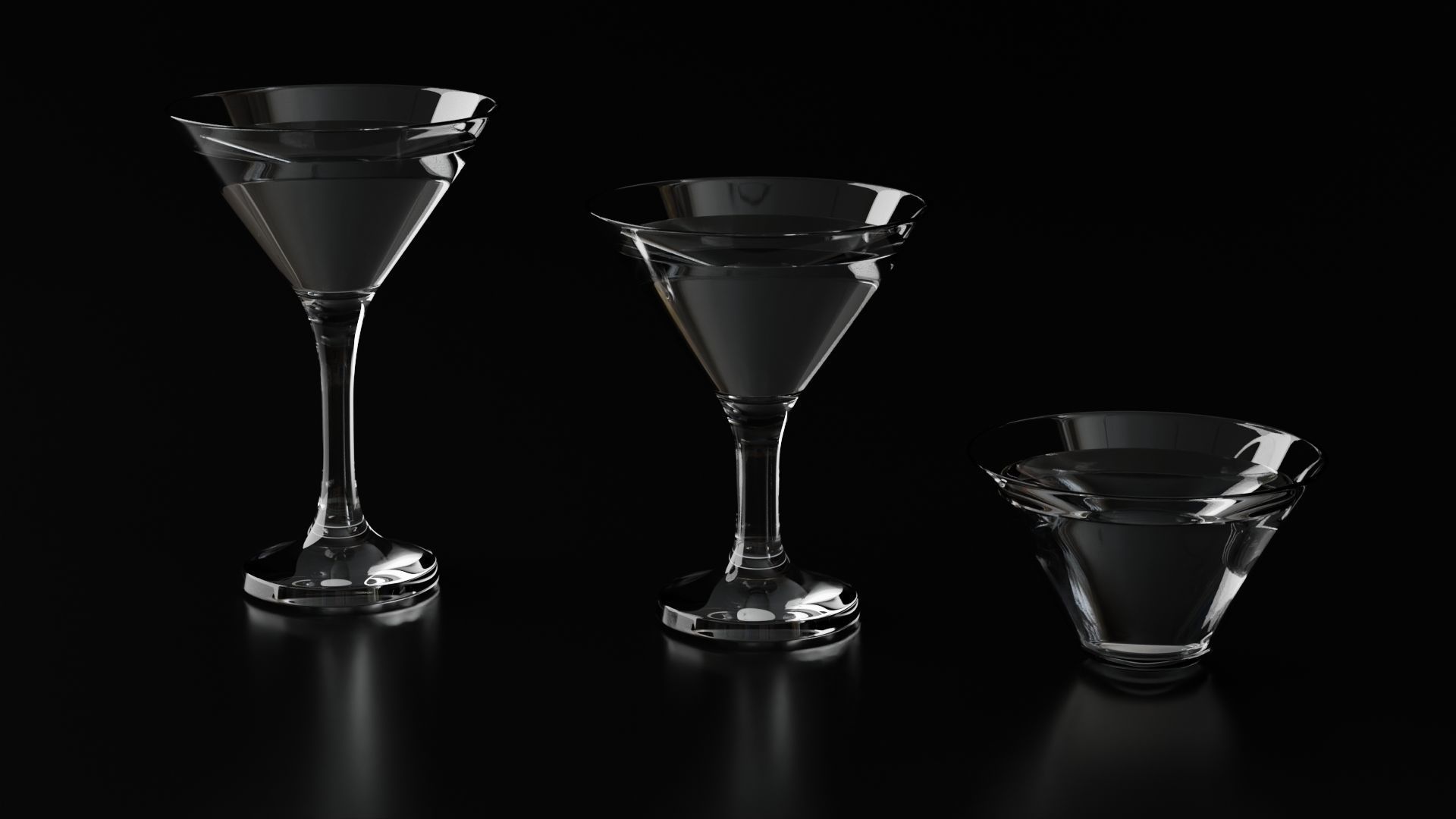 Martini glasses set aka cocktail glasses set 3D Model Collection_11