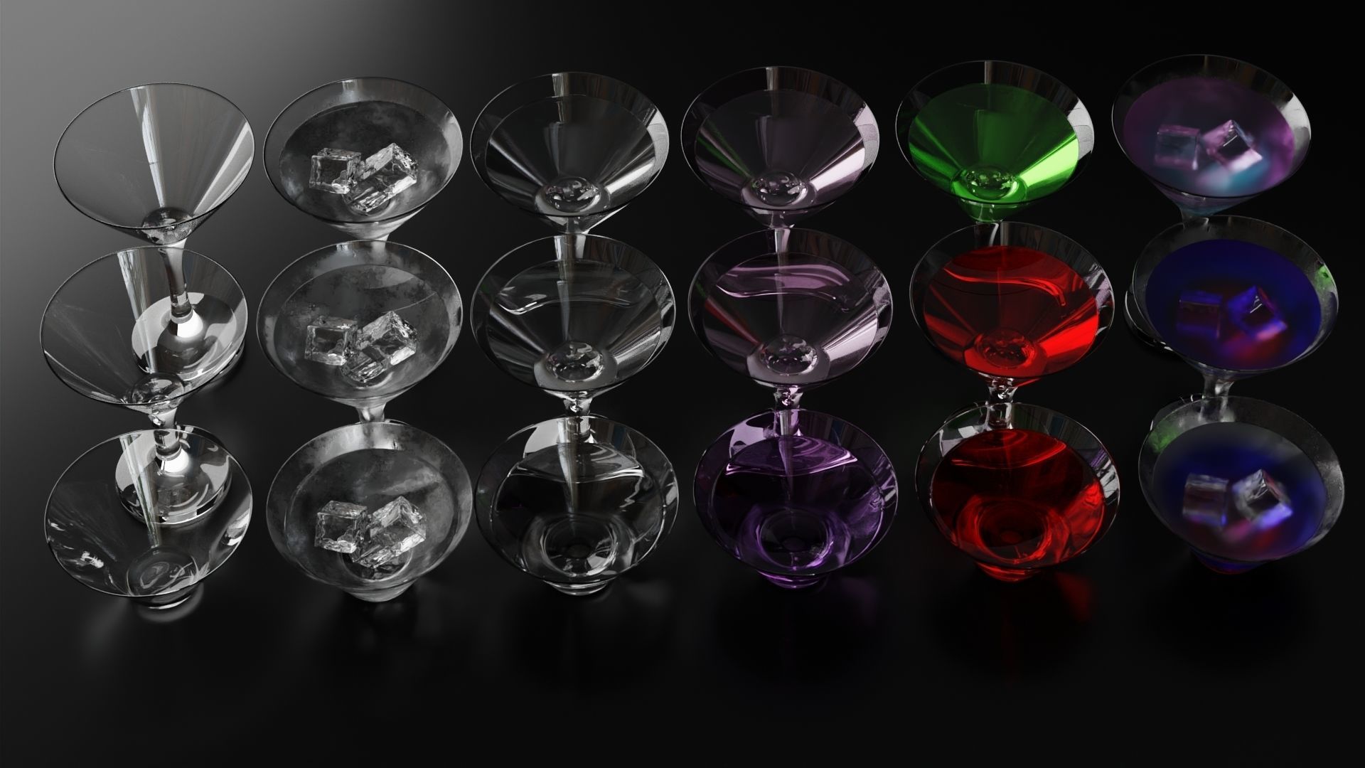 Martini glasses set aka cocktail glasses set 3D Model Collection_2