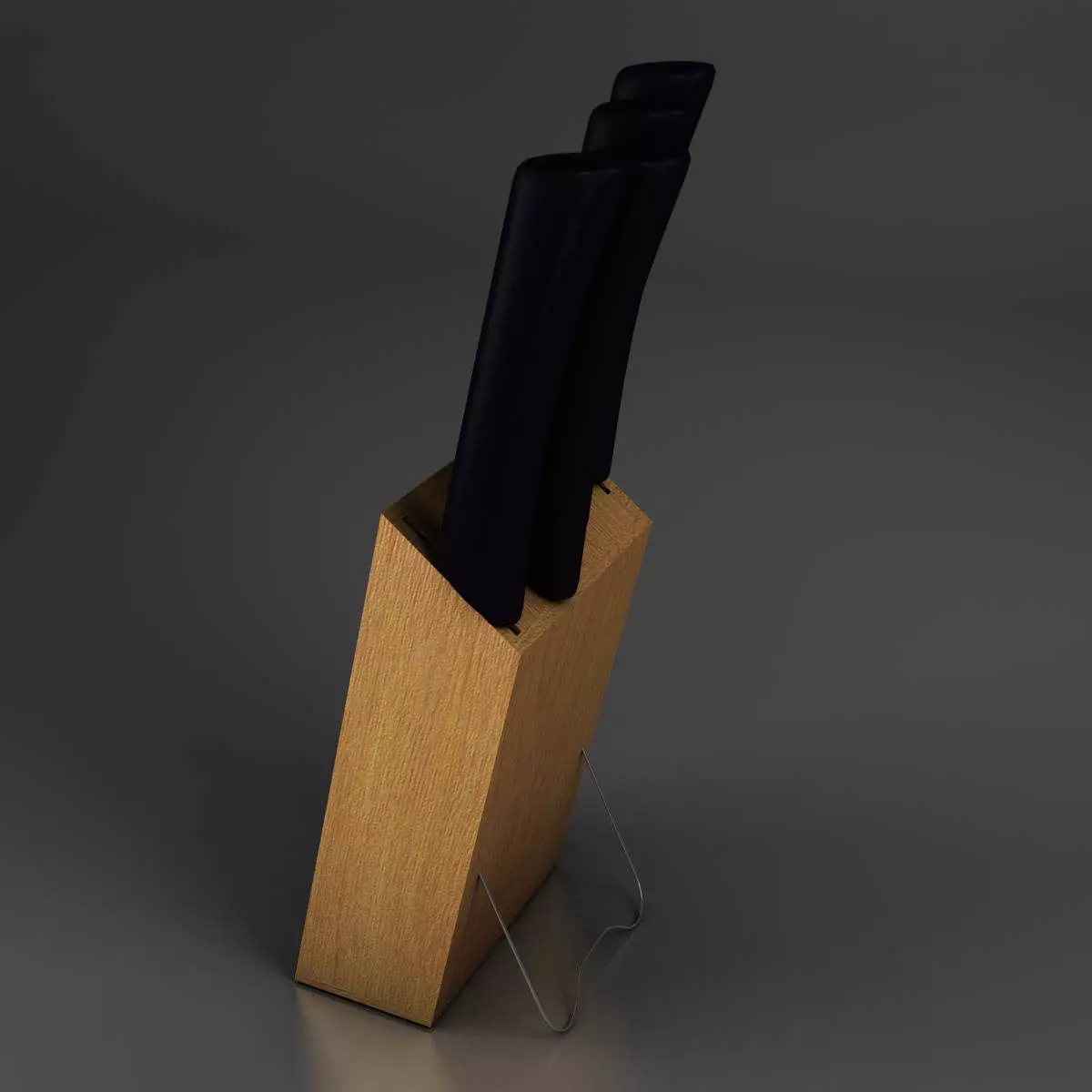 knives three in wooden box 3D model_0