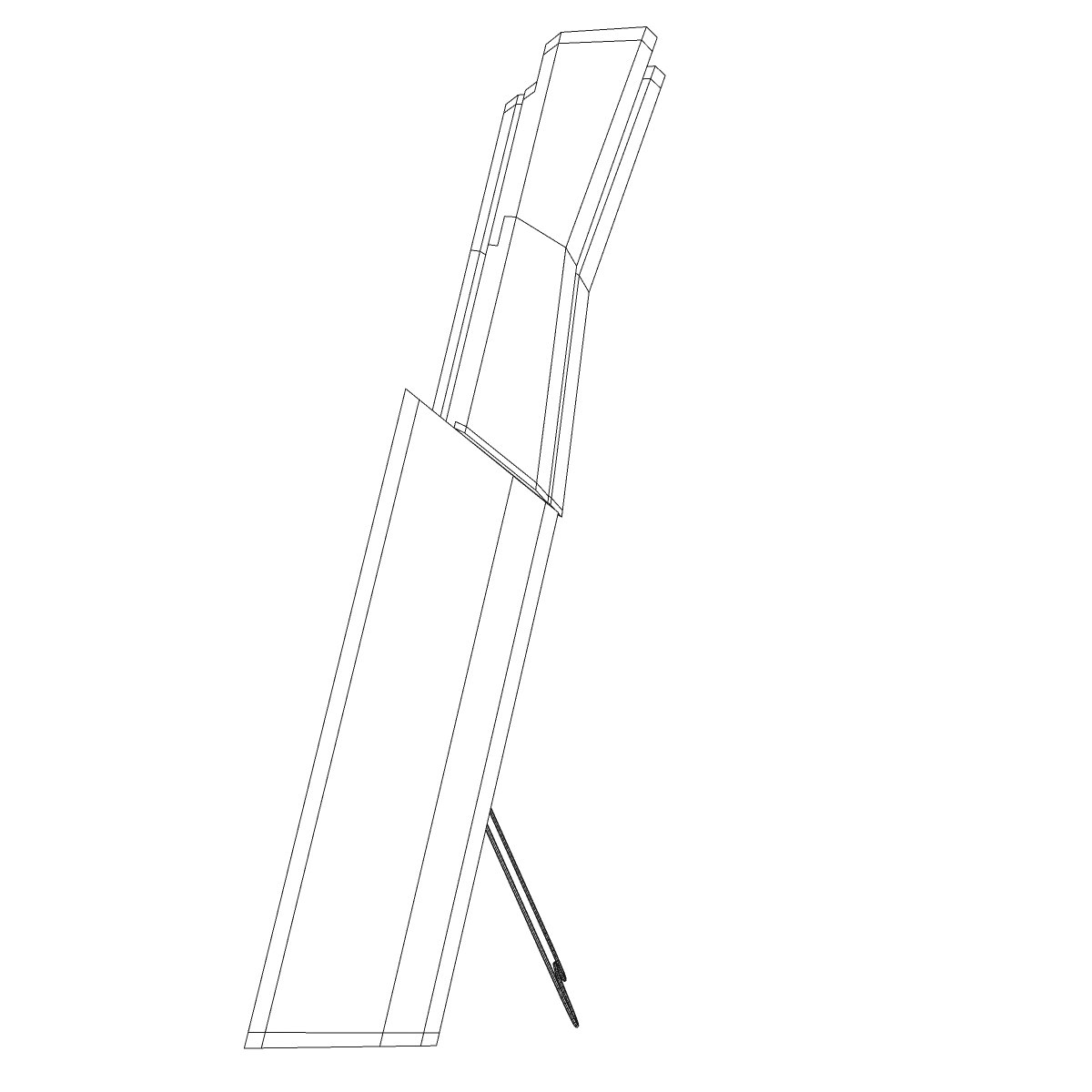 knives three in wooden box 3D model_13