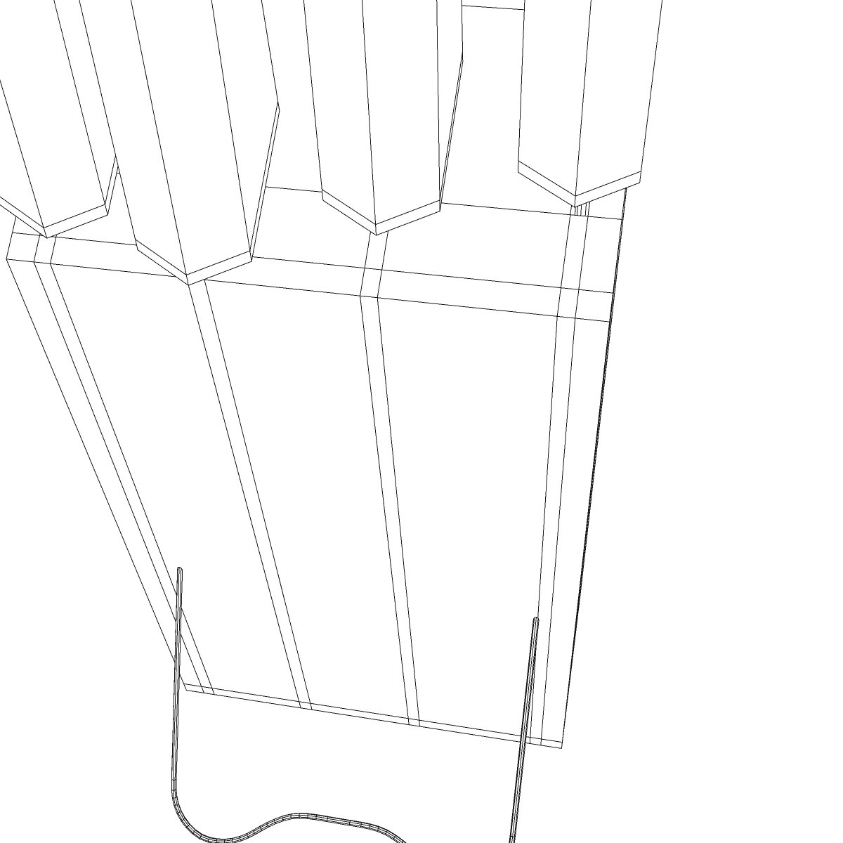 knives three in wooden box 3D model_9