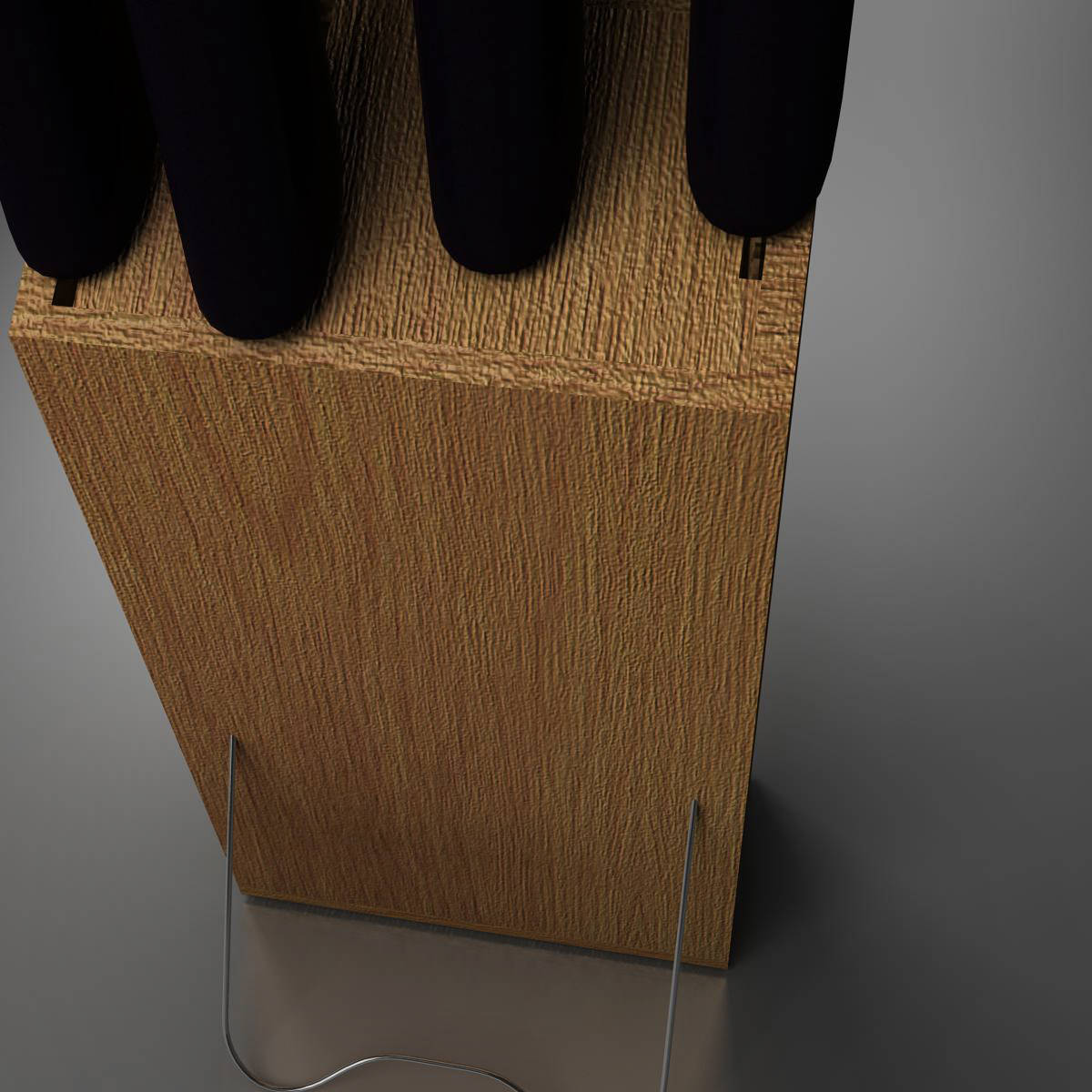 knives three in wooden box 3D model_5