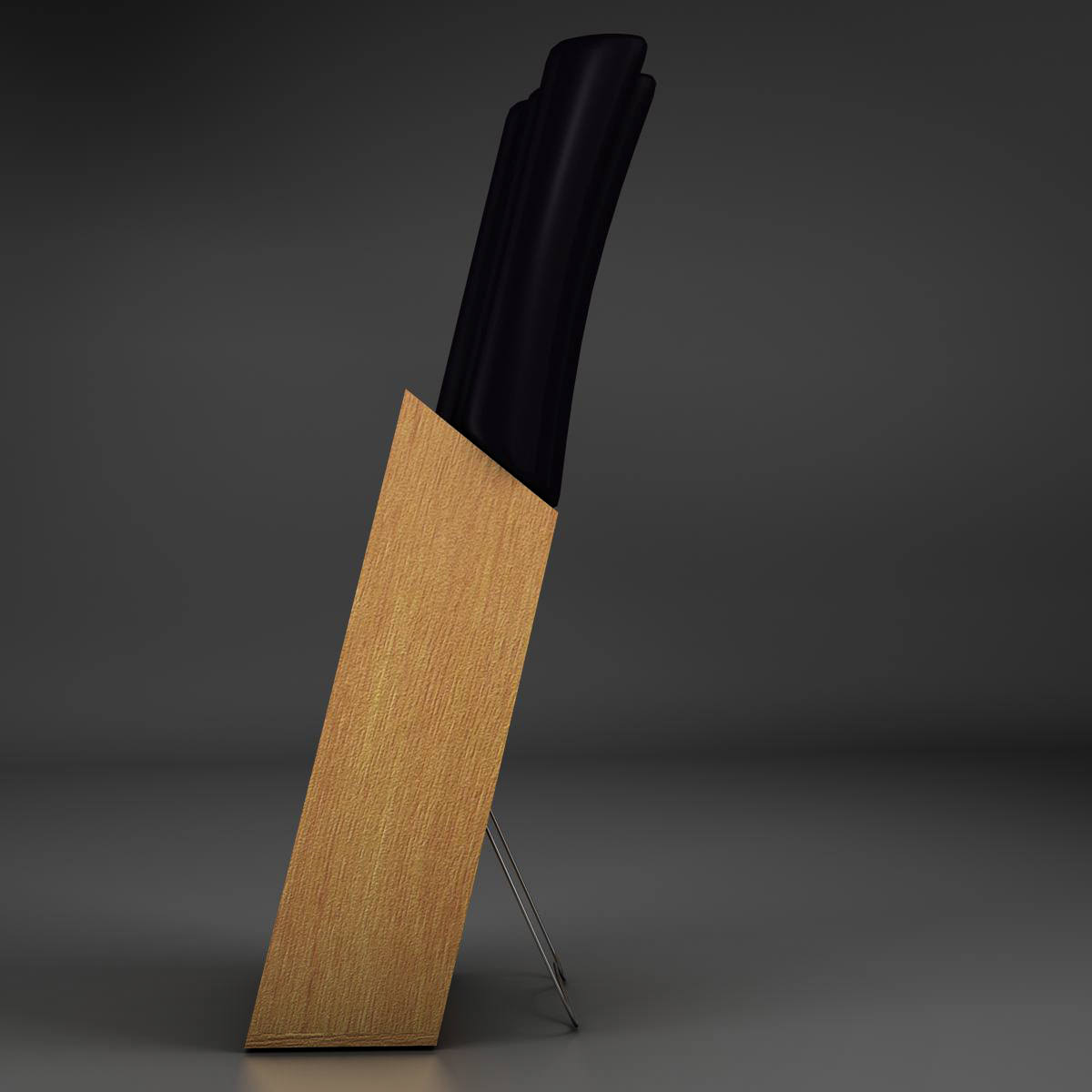 knives three in wooden box 3D model_1