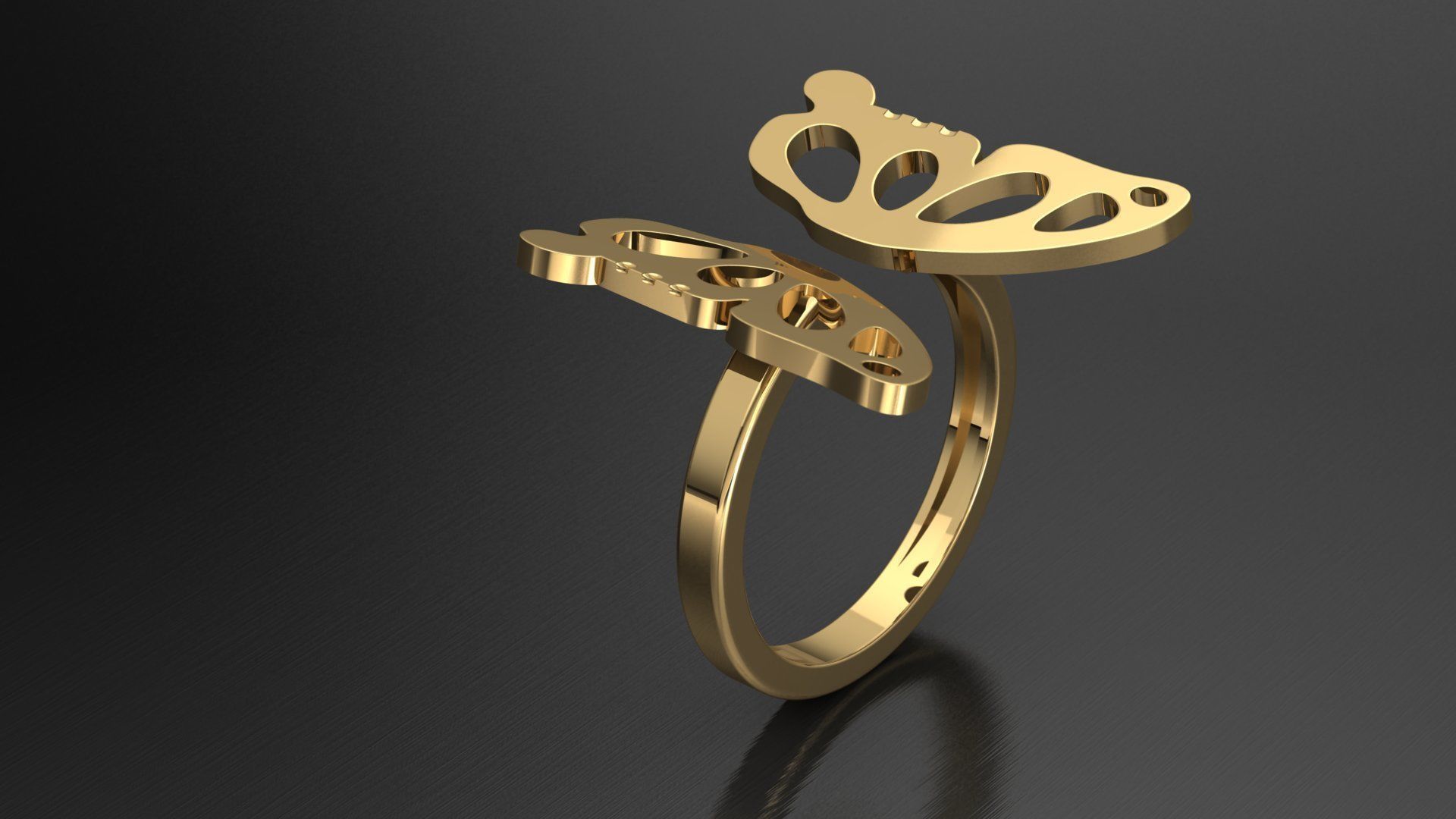 Butterfly ring 3D print model_2