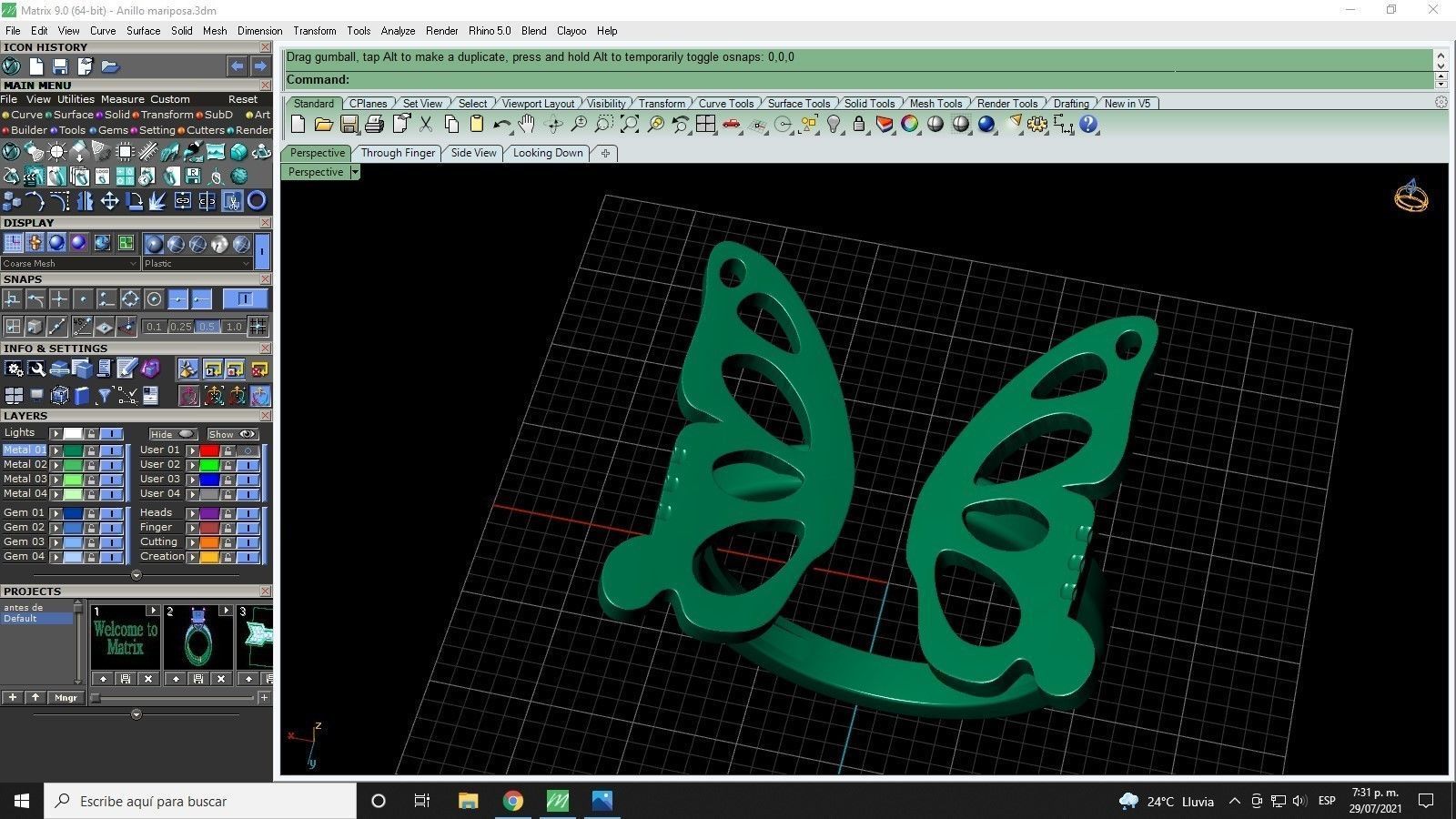 Butterfly ring 3D print model_3