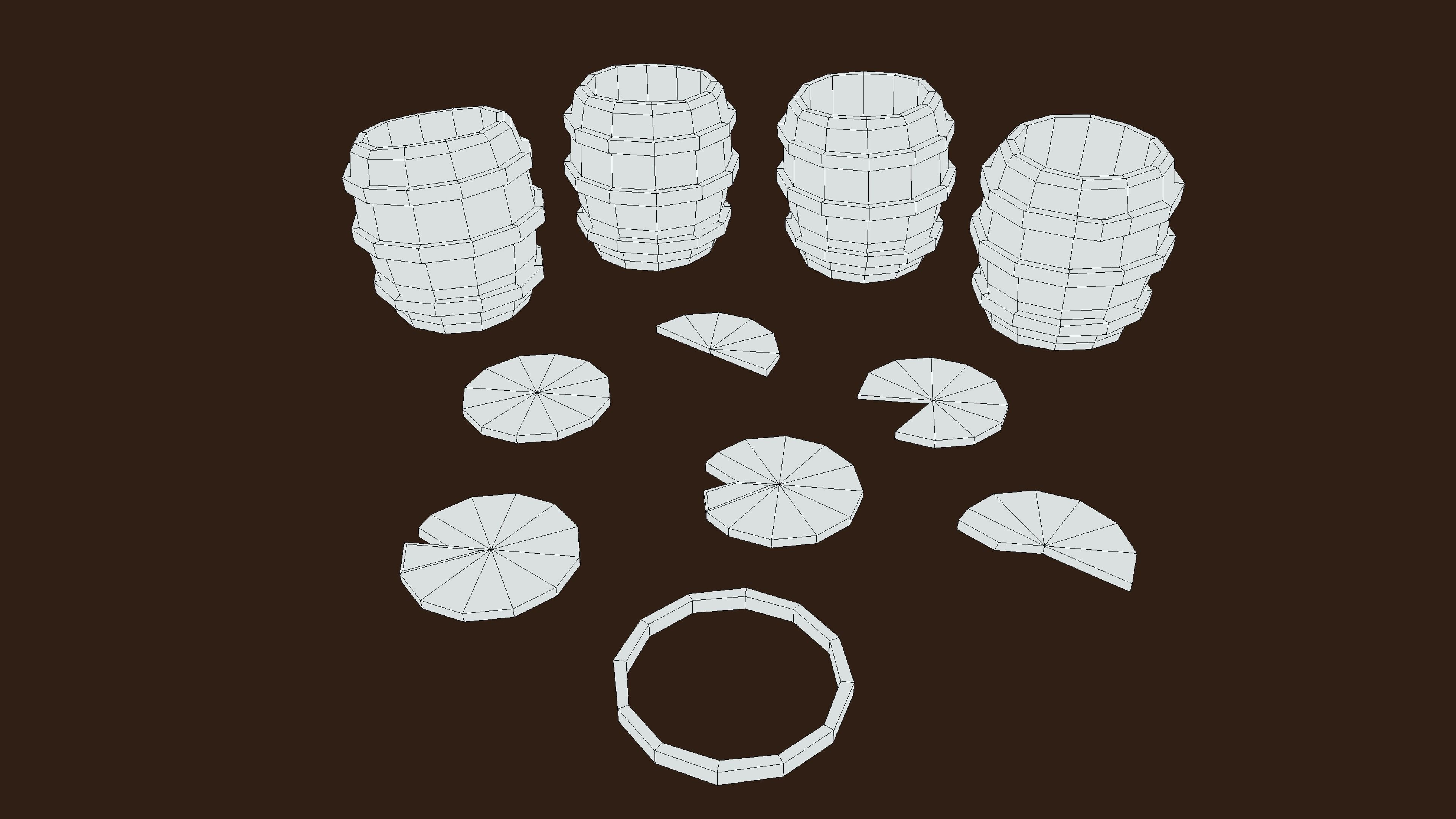 Stylized PBR Barrel 3 Pack Low-poly 3D model_3