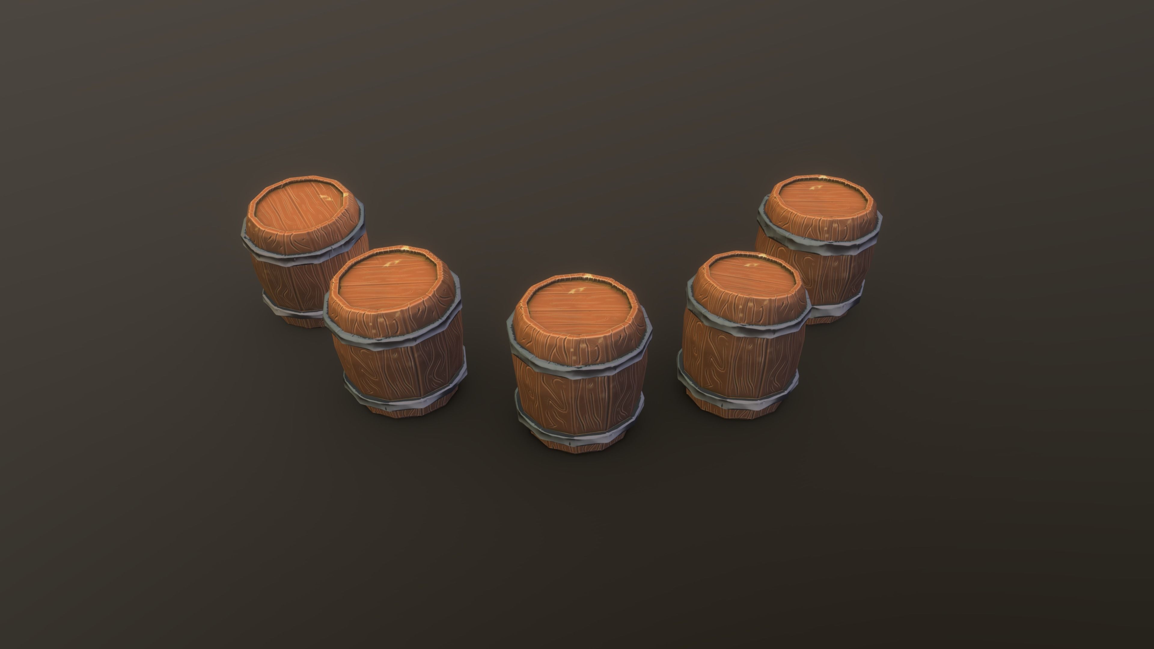 Stylized PBR Barrel 1 Pack Low-poly 3D model_2