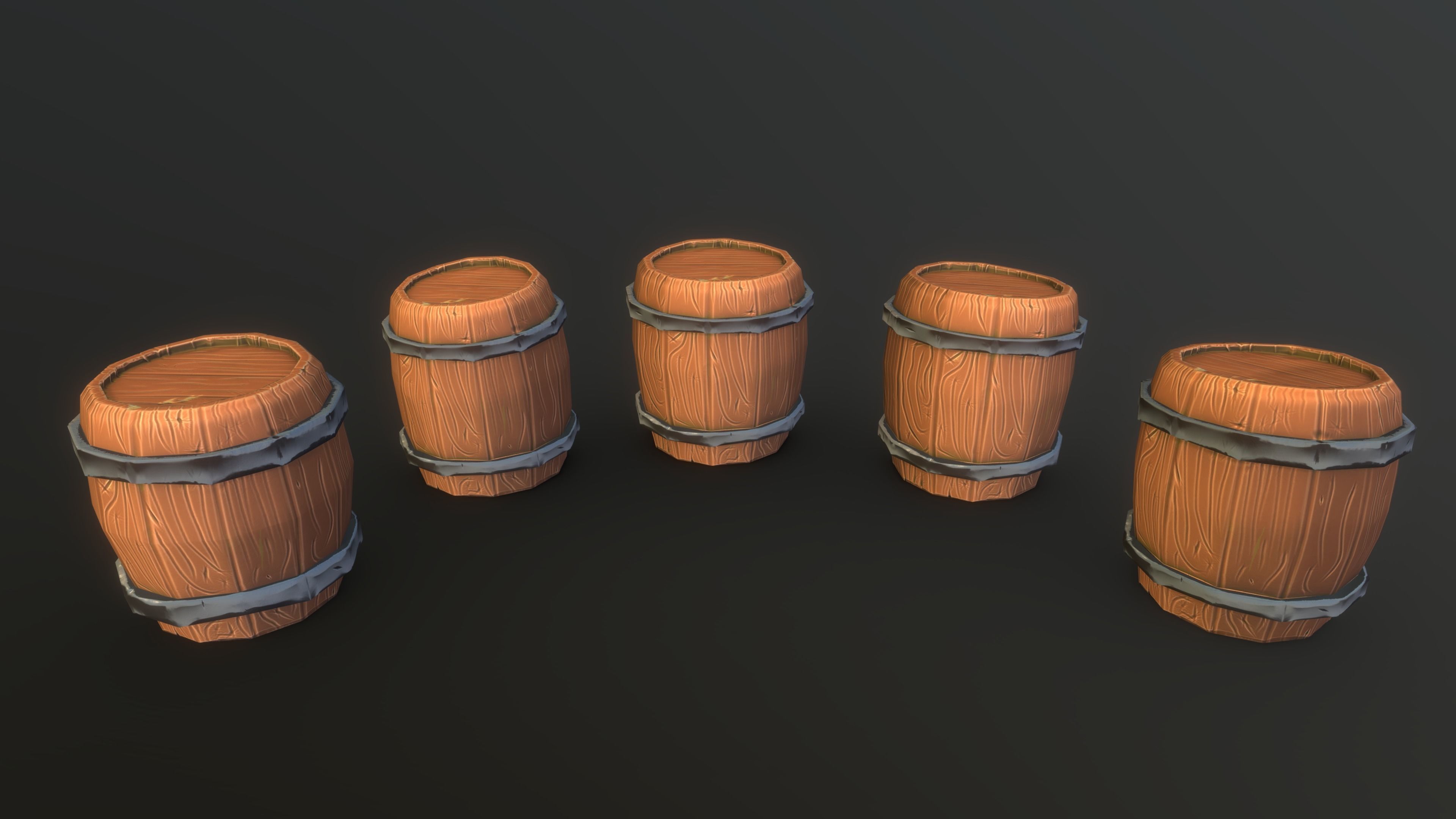 Stylized PBR Barrel 1 Pack Low-poly 3D model_1