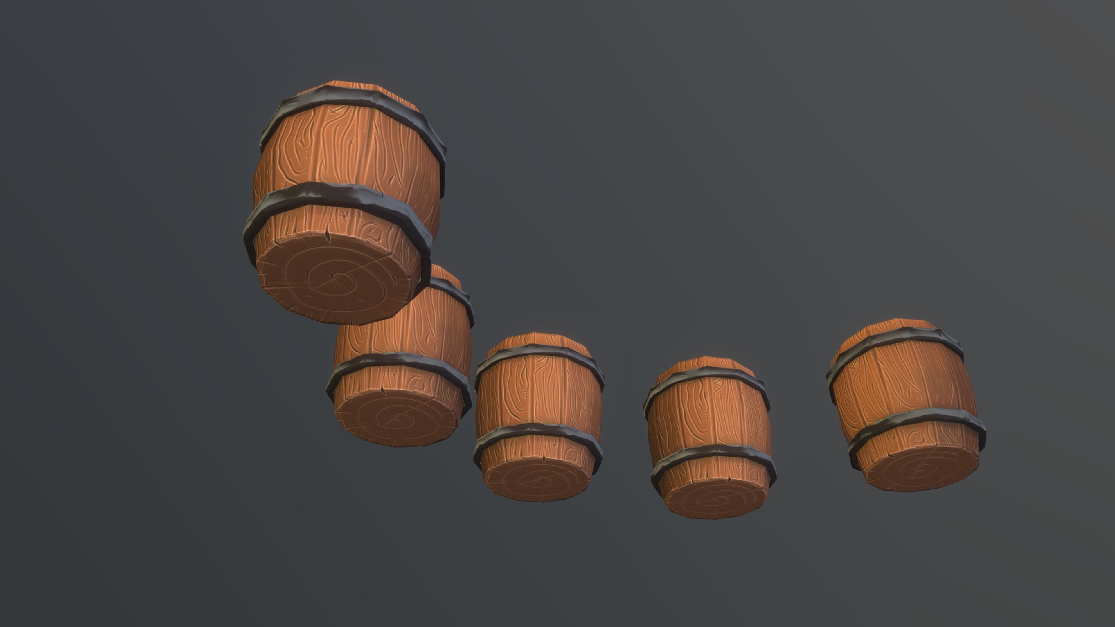 Stylized PBR Barrel 1 Pack Low-poly 3D model_3