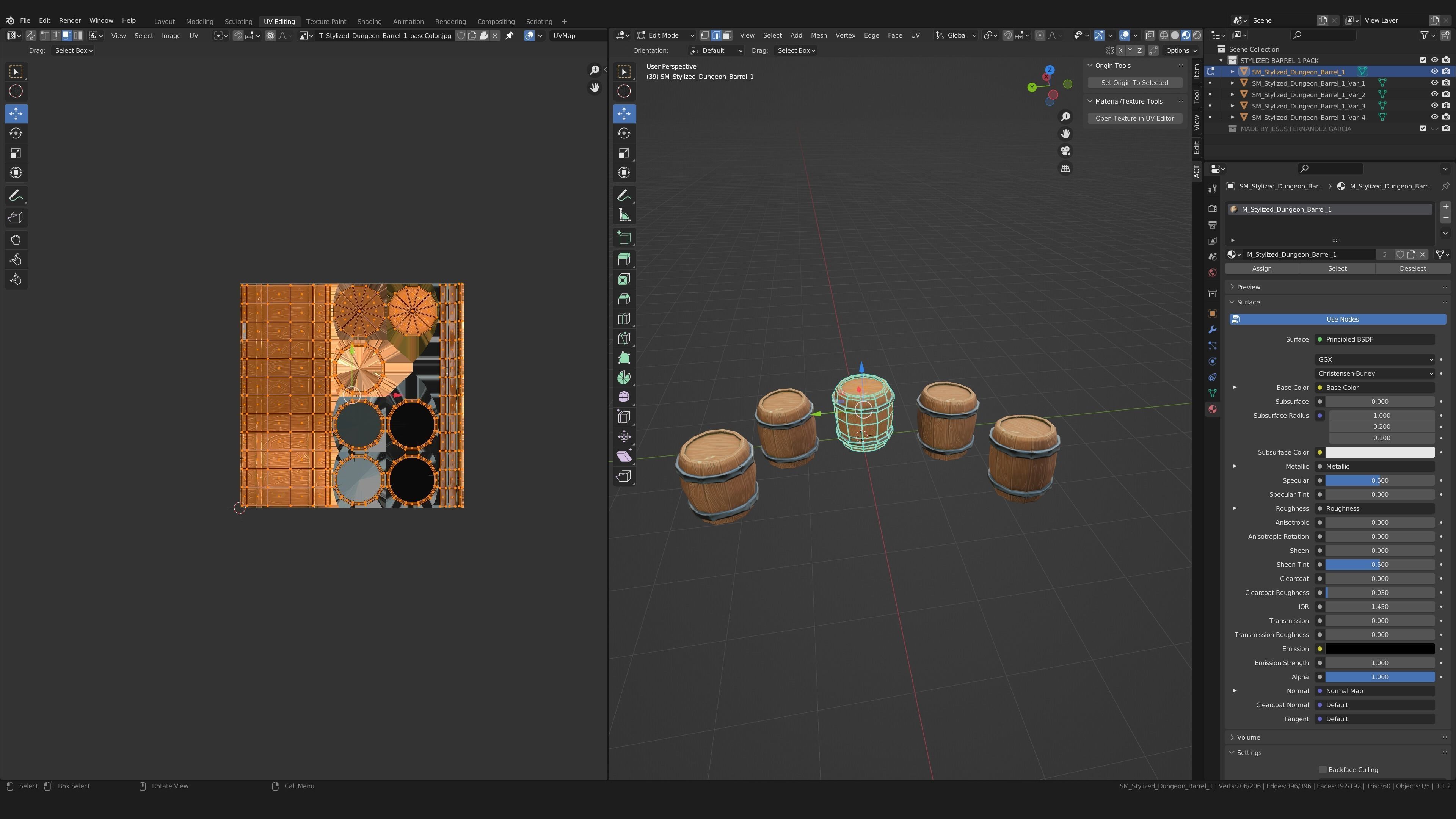 Stylized PBR Barrel 1 Pack Low-poly 3D model_7