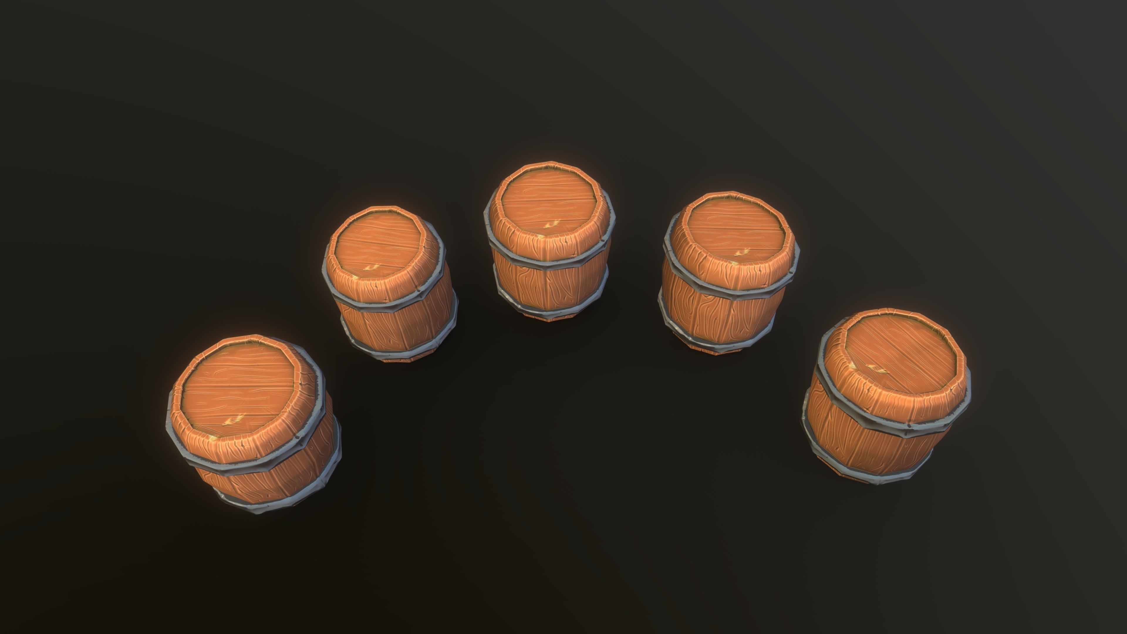 Stylized PBR Barrel 1 Pack Low-poly 3D model_4