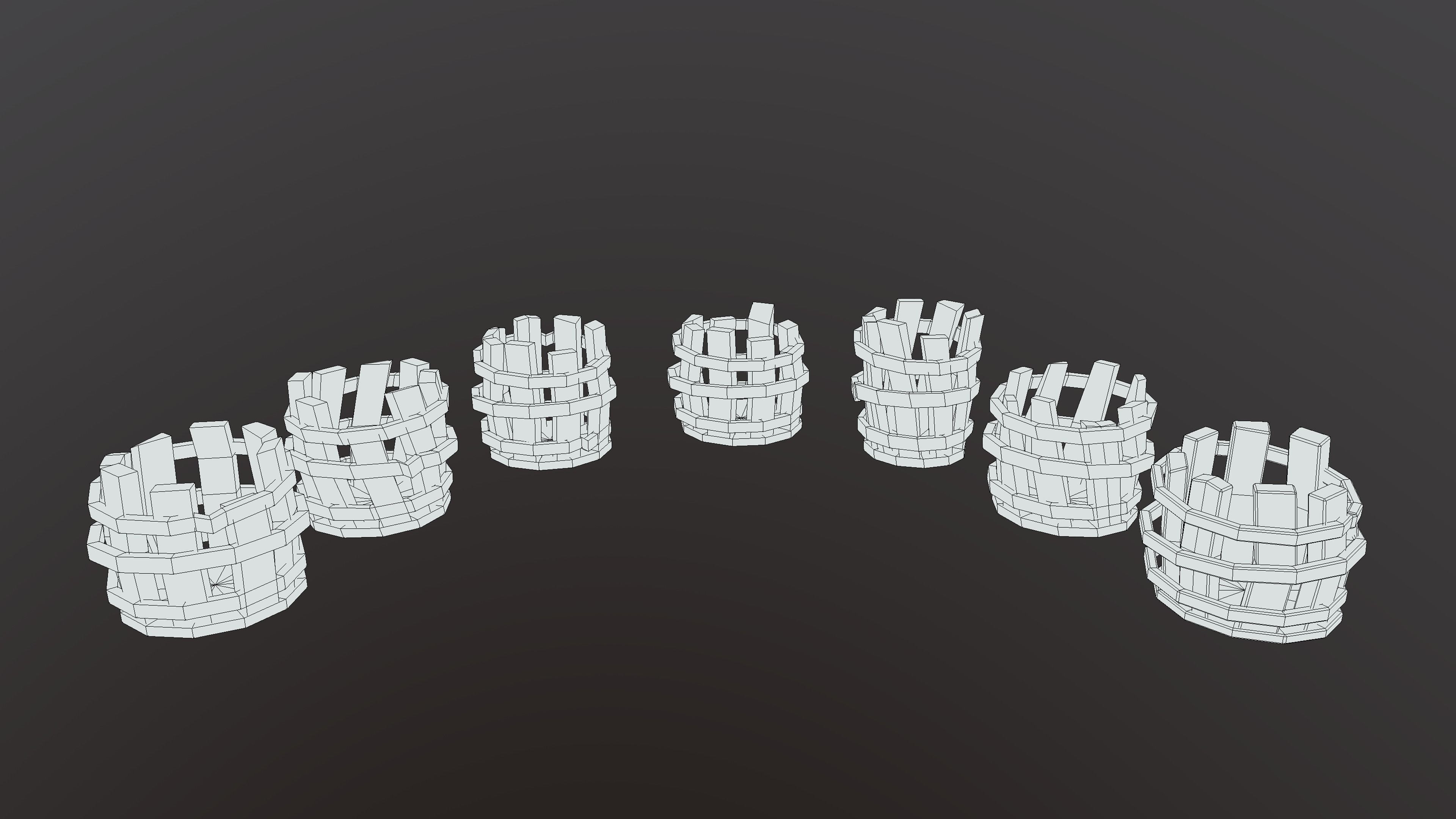 Stylized PBR Barrel Destroyed Low-poly 3D model_2