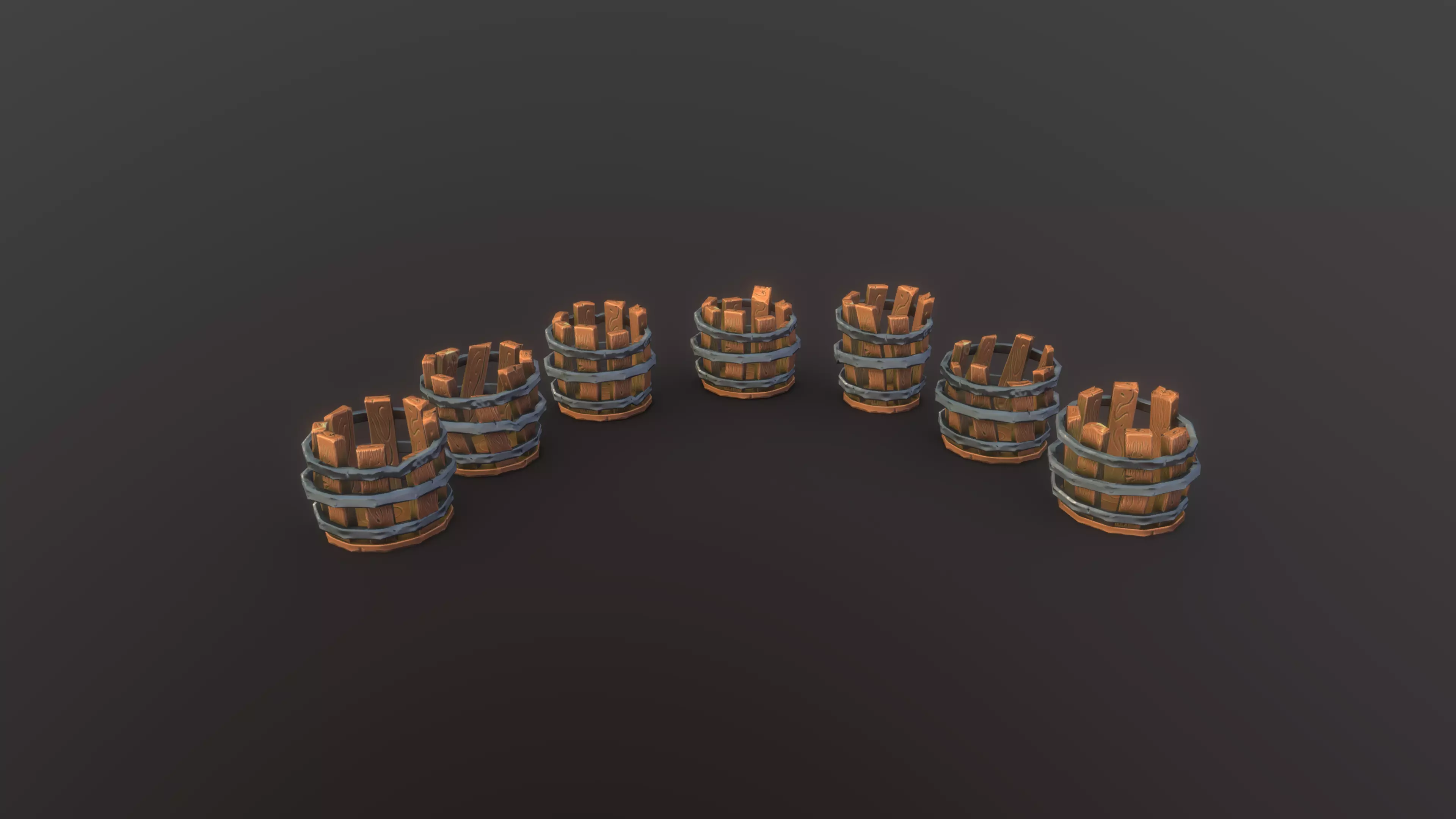 Stylized PBR Barrel Destroyed Low-poly 3D model_0