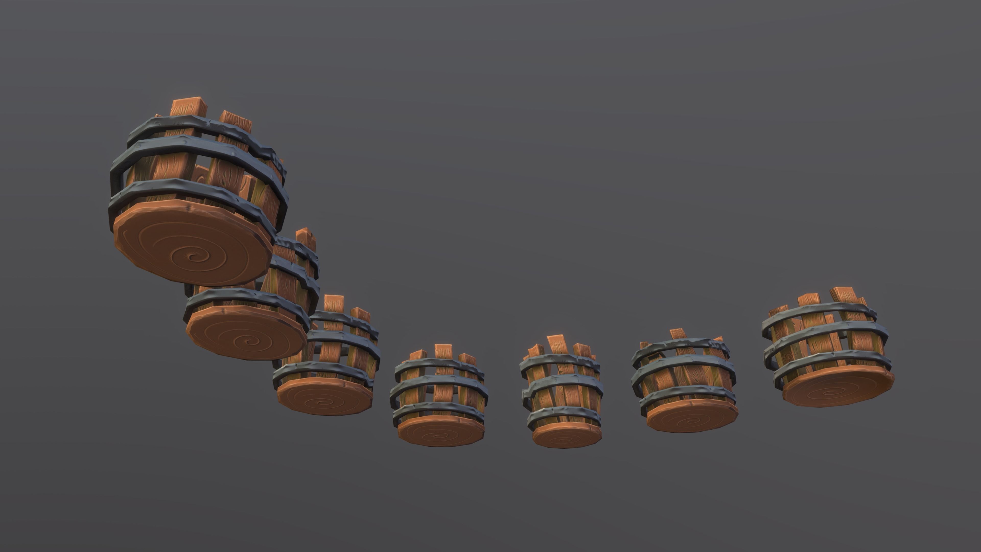 Stylized PBR Barrel Destroyed Low-poly 3D model_5