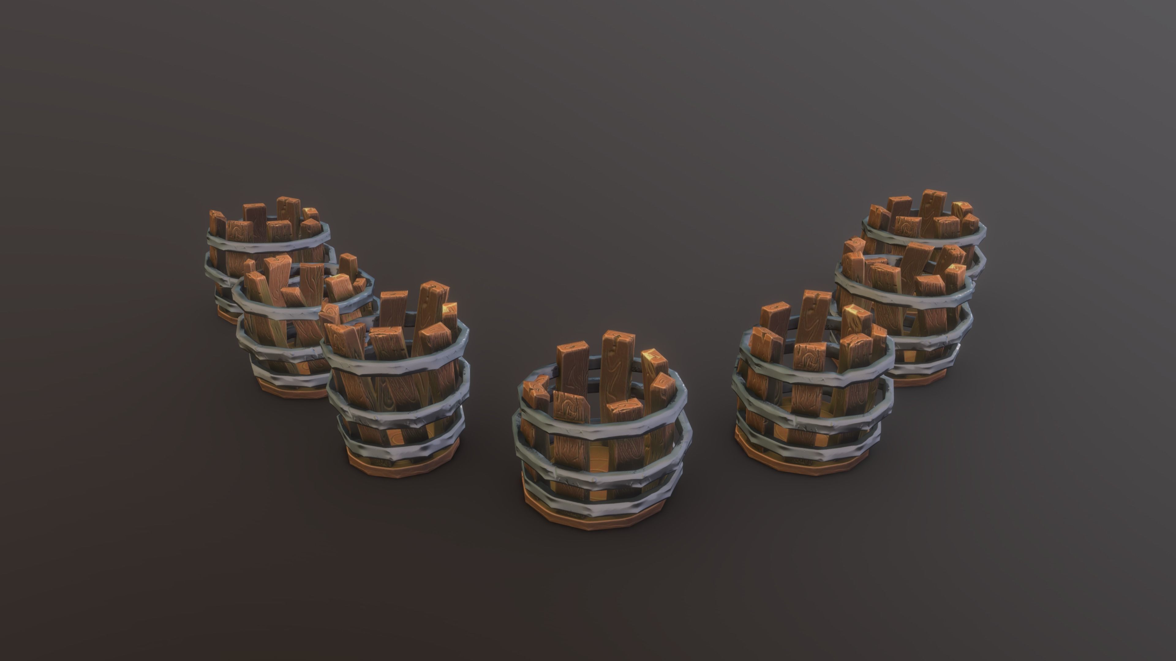 Stylized PBR Barrel Destroyed Low-poly 3D model_3